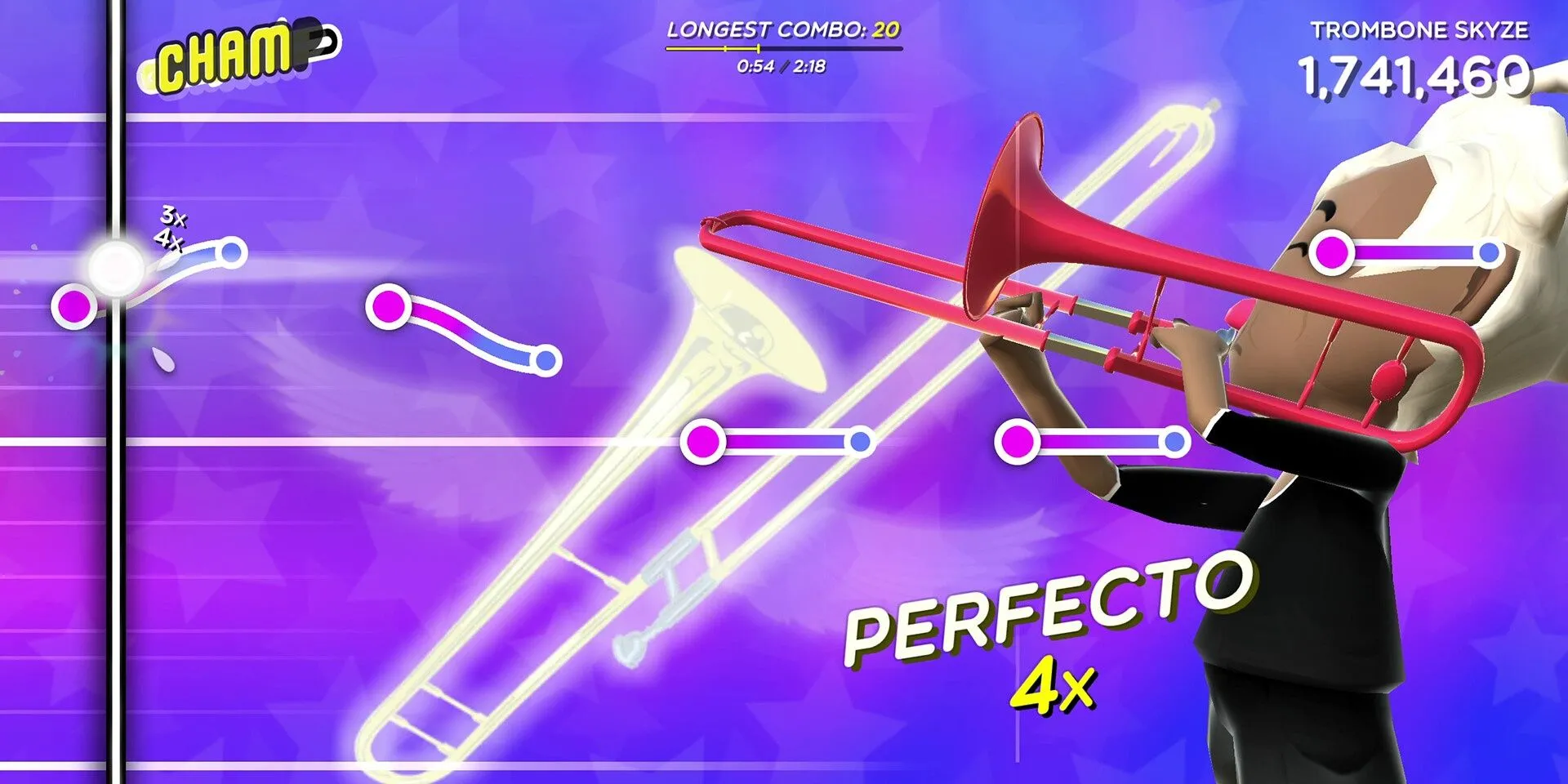 Cách chơi game Trombone Champ với thanh trượt, minh họa game nhịp điệu âm nhạc