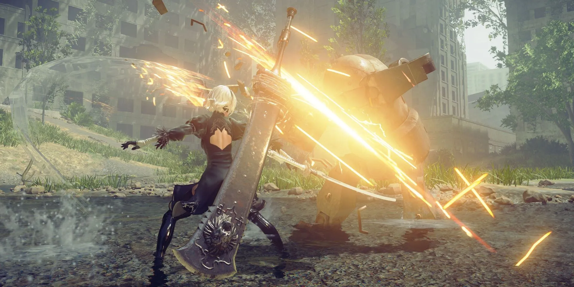 Cảnh chiến đấu ấn tượng trong game NieR Automata