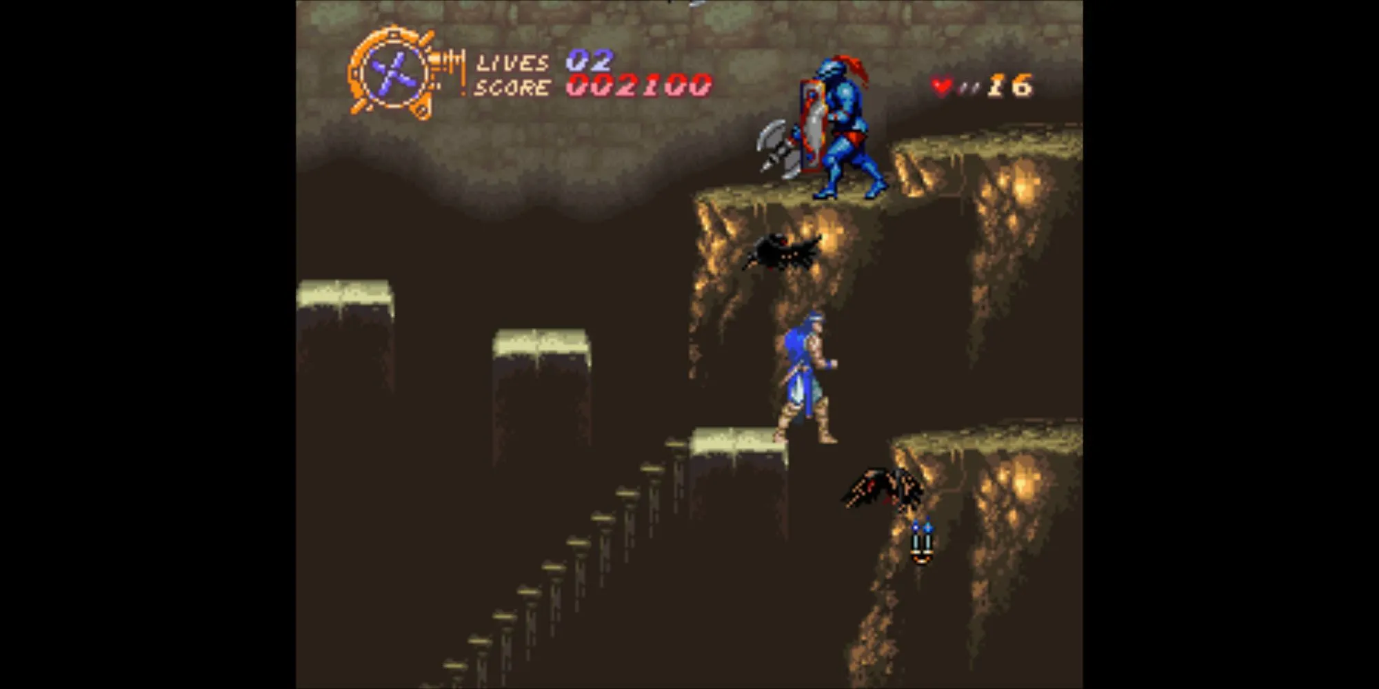 Castlevania Dracula X trên SNES - Nhân vật Richter Belmont chiến đấu