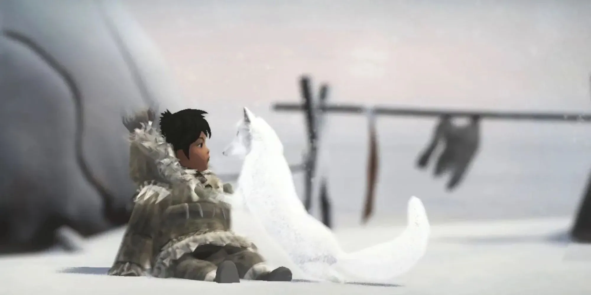 Cô bé Nuna và cáo trong Never Alone, game platformer giải đố mang đậm văn hóa Inuit được biết đến rộng rãi hơn nhờ PS Plus.