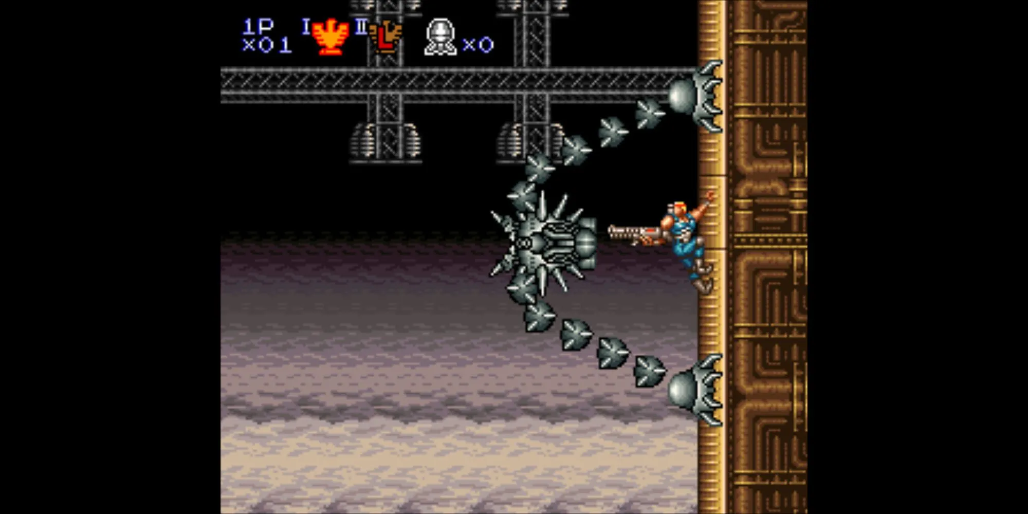 Contra III The Alien Wars trên SNES - Hai nhân vật chính đang bắn súng