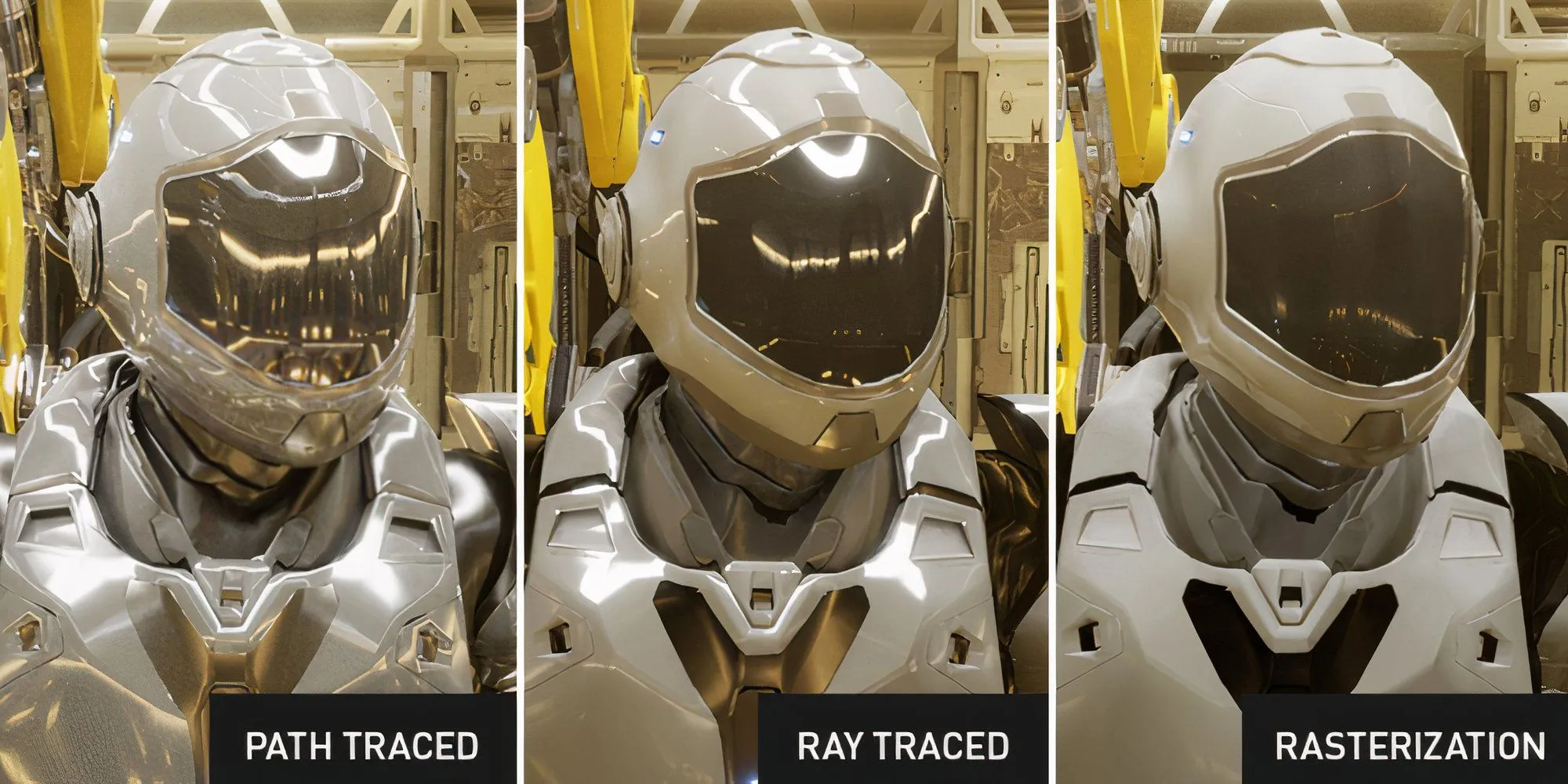 Minh họa sự khác biệt về đồ họa khi áp dụng công nghệ Path Tracing (Nguồn: NVIDIA)