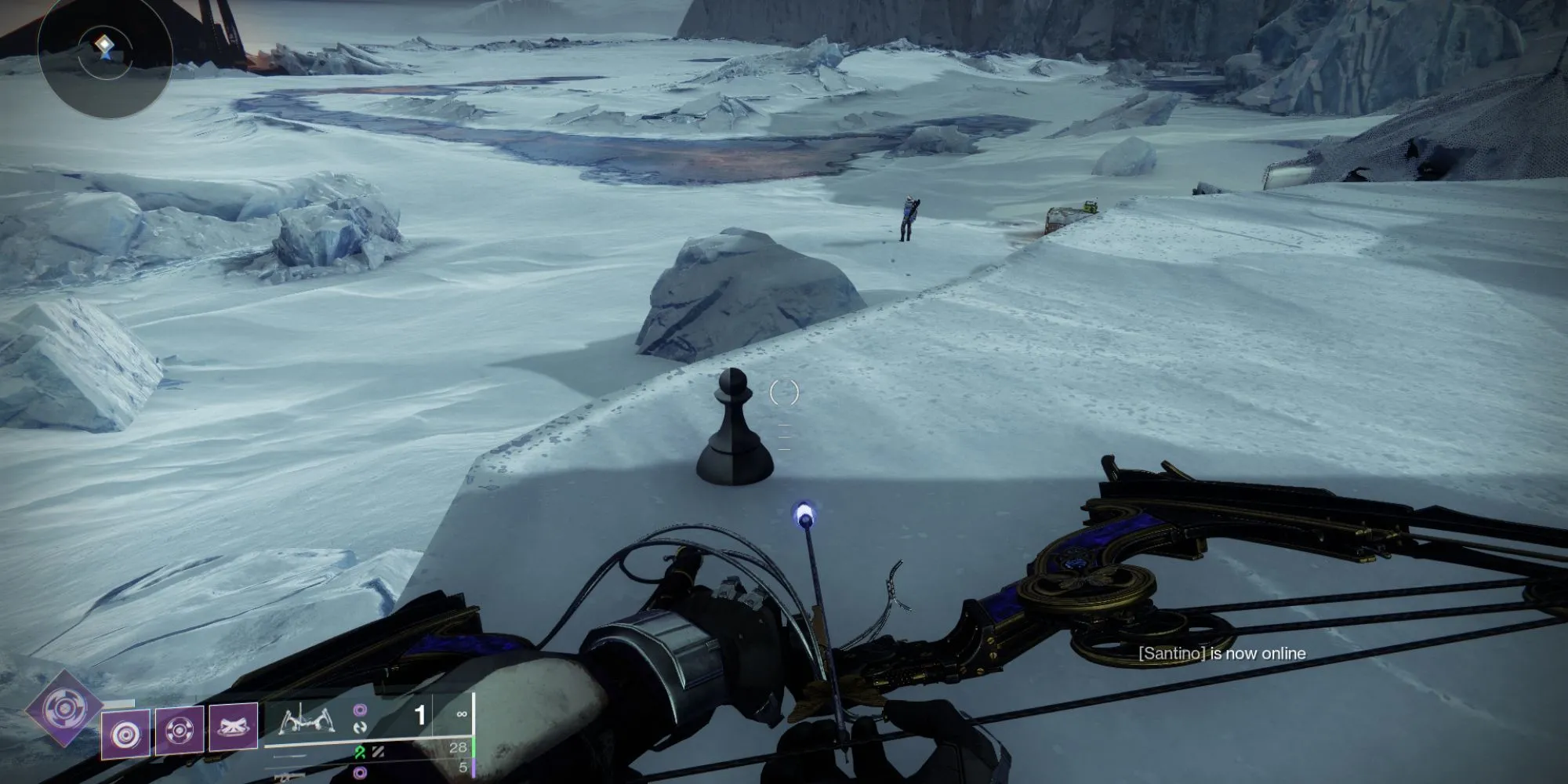 Quân cờ bí ẩn Destiny 2 sau lưng NPC Elsie Bray ở khu vực Beyond trên Europa.