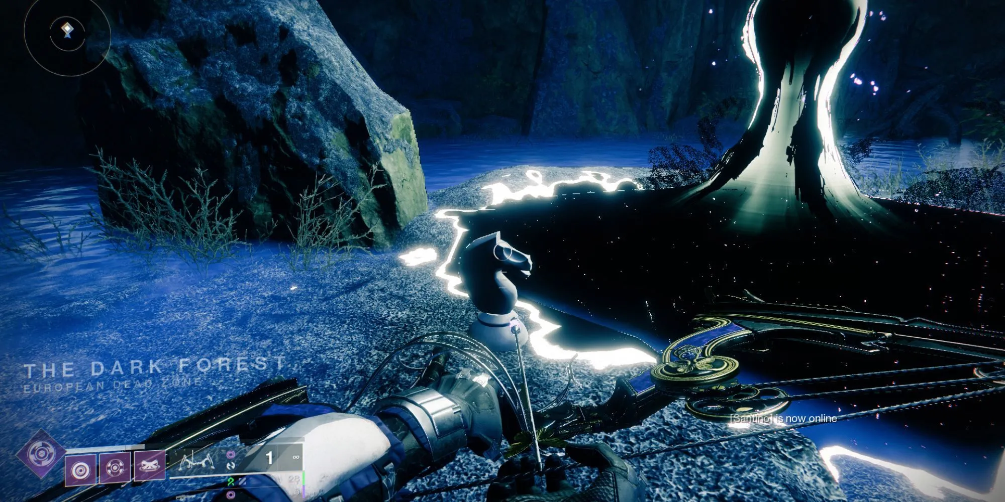 Vị trí quân cờ bí ẩn Destiny 2 gần cổng vào Dark Forest ở The Sludge, EDZ.