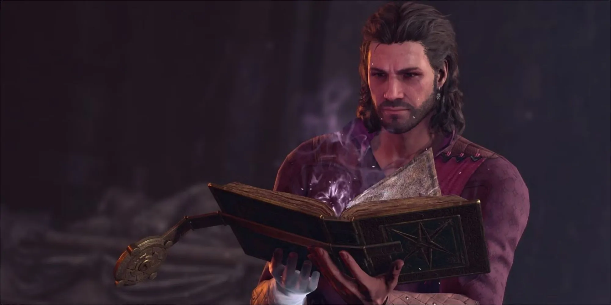 Gale, một bạn đồng hành tiềm năng trong Baldur's Gate 3, tại khu trại