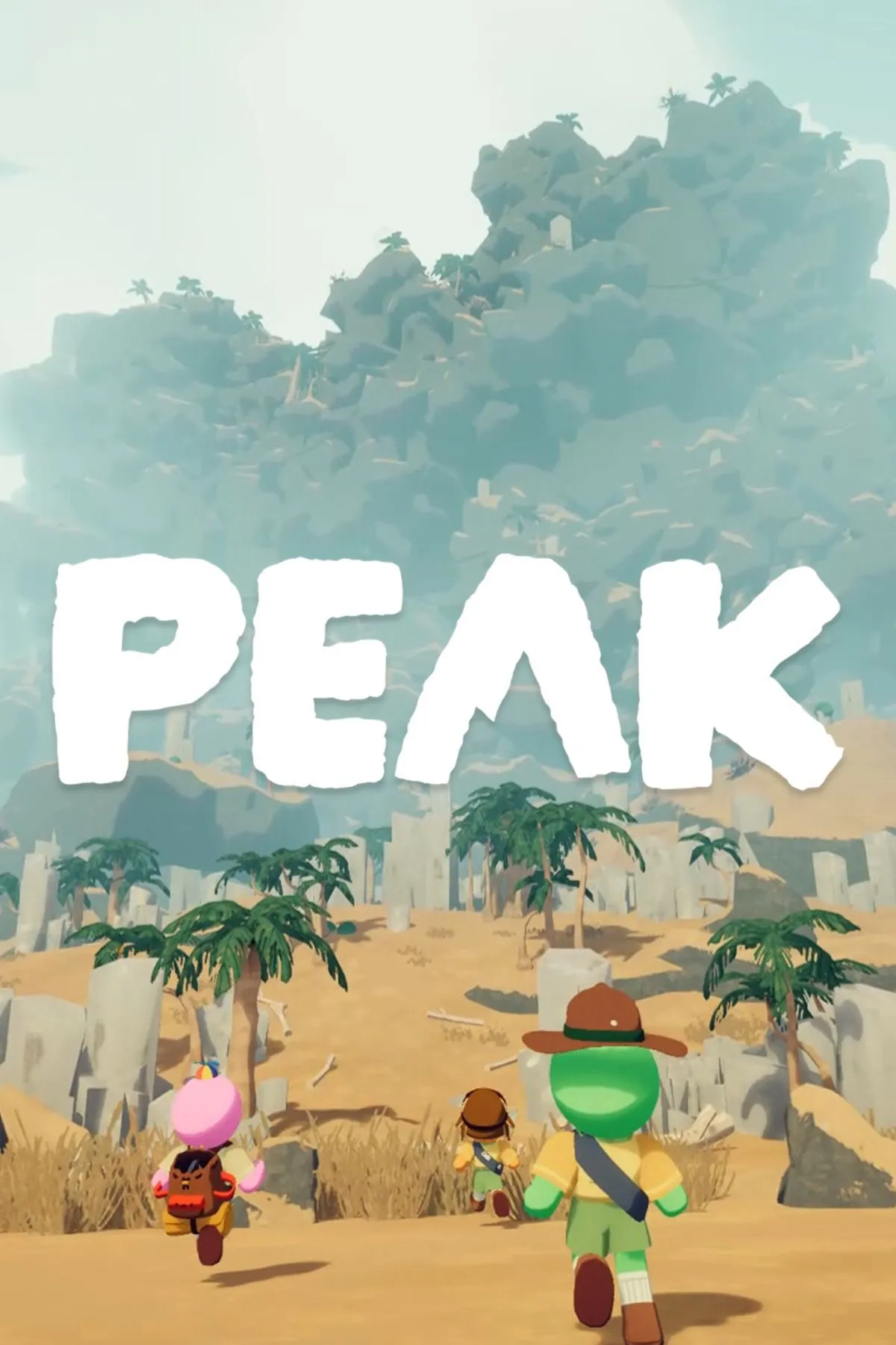 Ảnh bìa game Peak, mô tả nhân vật nhiều màu sắc đang leo núi trong môi trường tự nhiên.