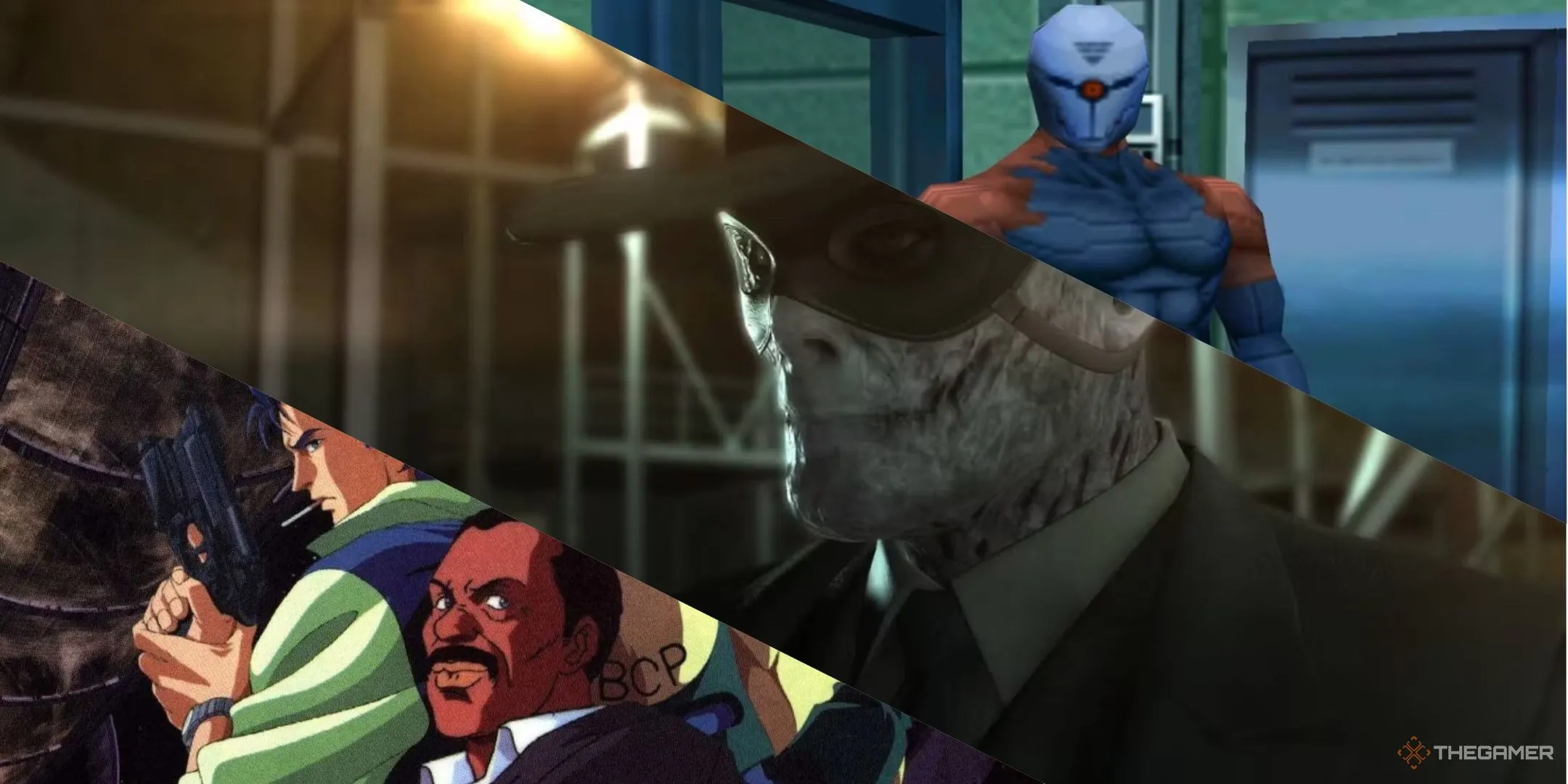 Ảnh minh họa các nhân vật game khác nhau từ Policenauts, Skull Face (Metal Gear Solid 5) và Gray Fox (Metal Gear Solid)