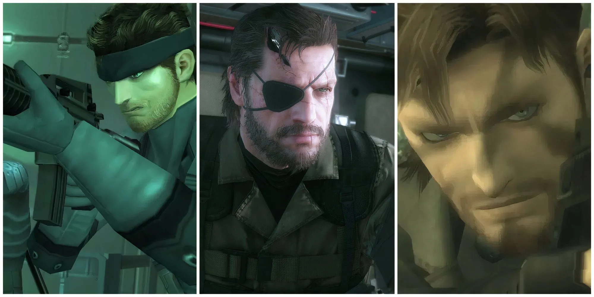Ba phiên bản biểu tượng của nhân vật Snake trong series Metal Gear Solid: Solid Snake, Venom Snake và Naked Snake (Big Boss), đại diện cho di sản của dòng game.