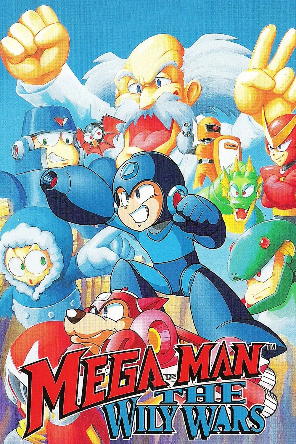 Bìa đĩa game Mega Man: The Wily Wars, tổng hợp các game Mega Man cổ điển