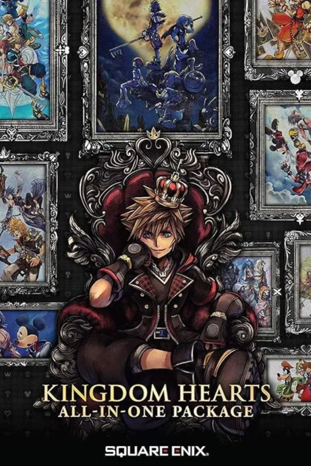 Bìa Kingdom Hearts All-In-One Package, bộ sưu tập game JRPG hành động với các nhân vật Disney và Final Fantasy