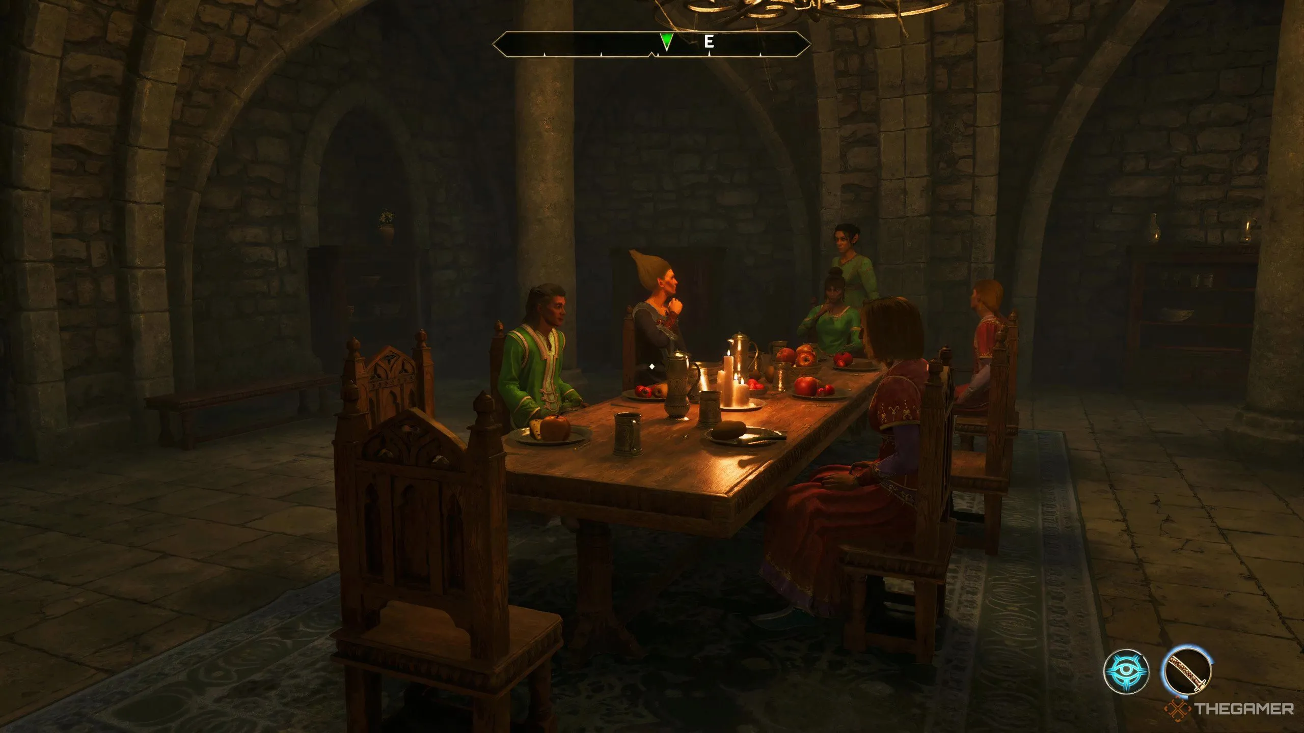 Bữa tiệc tối trong nhiệm vụ của Sanguine ở Oblivion Remastered, nơi Hoàng tử của khoái lạc thể hiện sự trụy lạc.