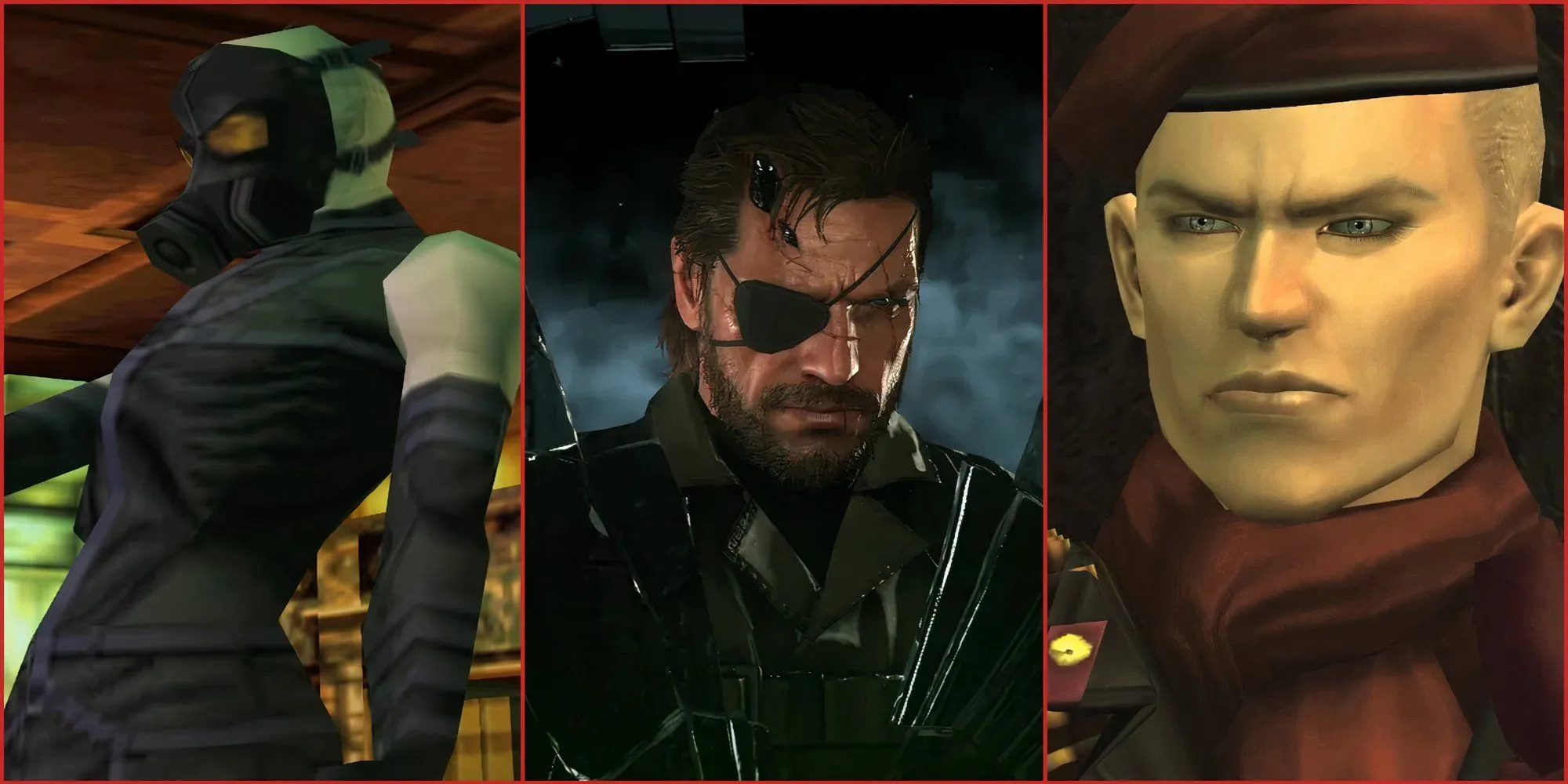 Các nhân vật phản diện nổi bật và biểu tượng của series Metal Gear Solid, bao gồm Psycho Mantis, Venom Snake và Ocelot trẻ trong Metal Gear Solid 3.