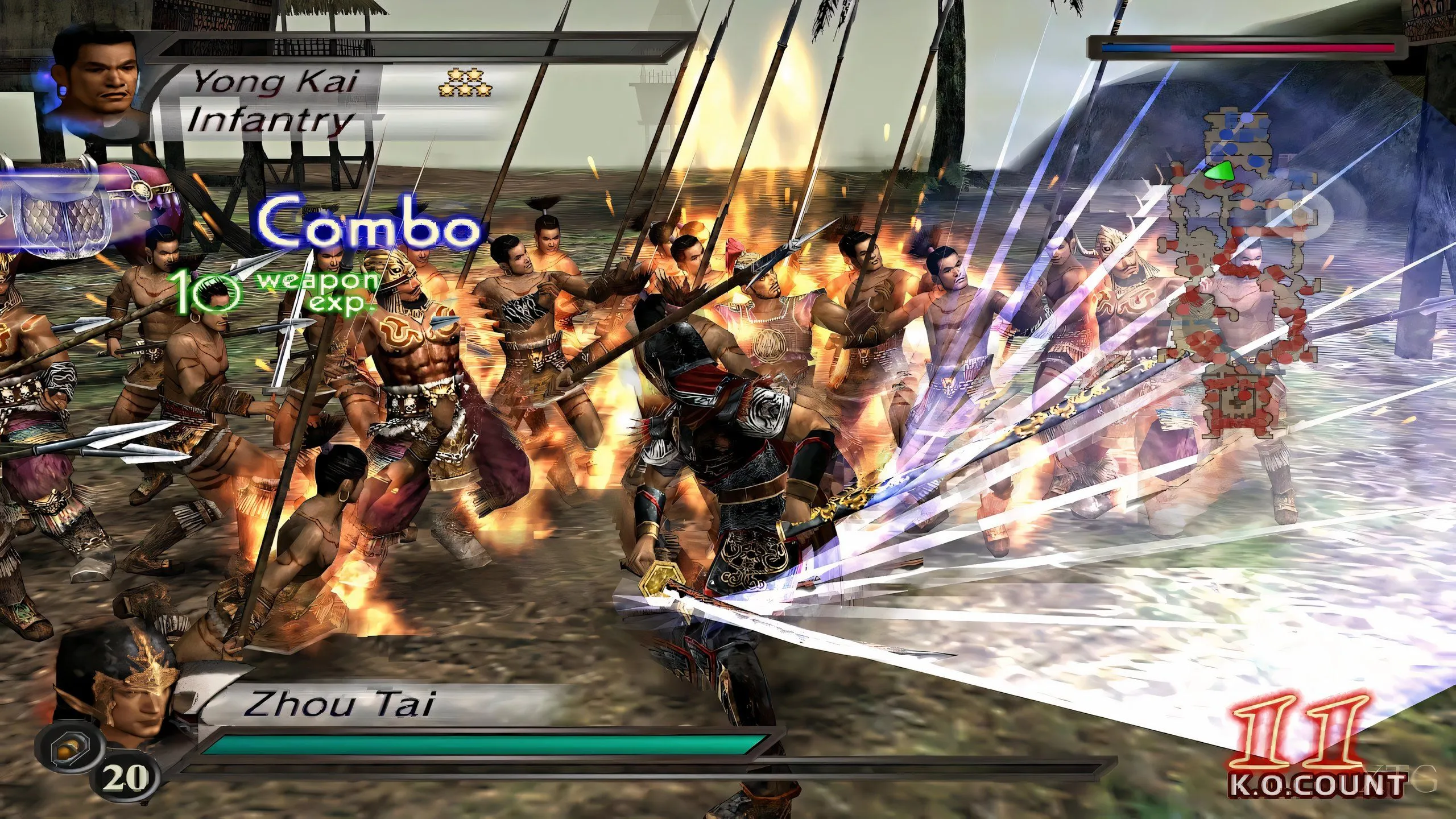 Cảnh đấu kiếm (blade clash) trong Dynasty Warriors 4, cơ chế bấm nút ác mộng của nhiều game thủ.