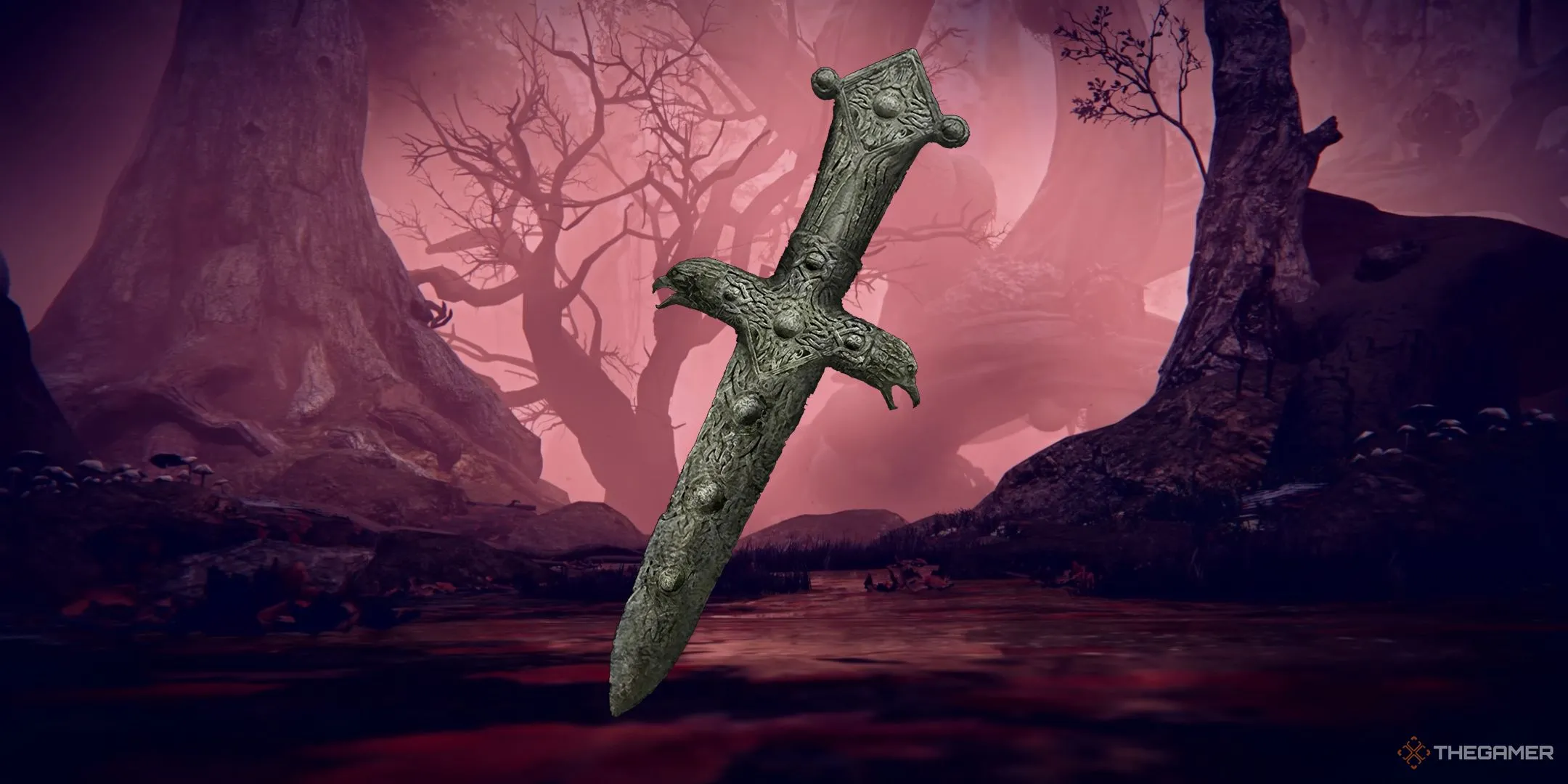 Chìa khóa Stonesword Key trên nền Rotted Woods trong Elden Ring Nightreign