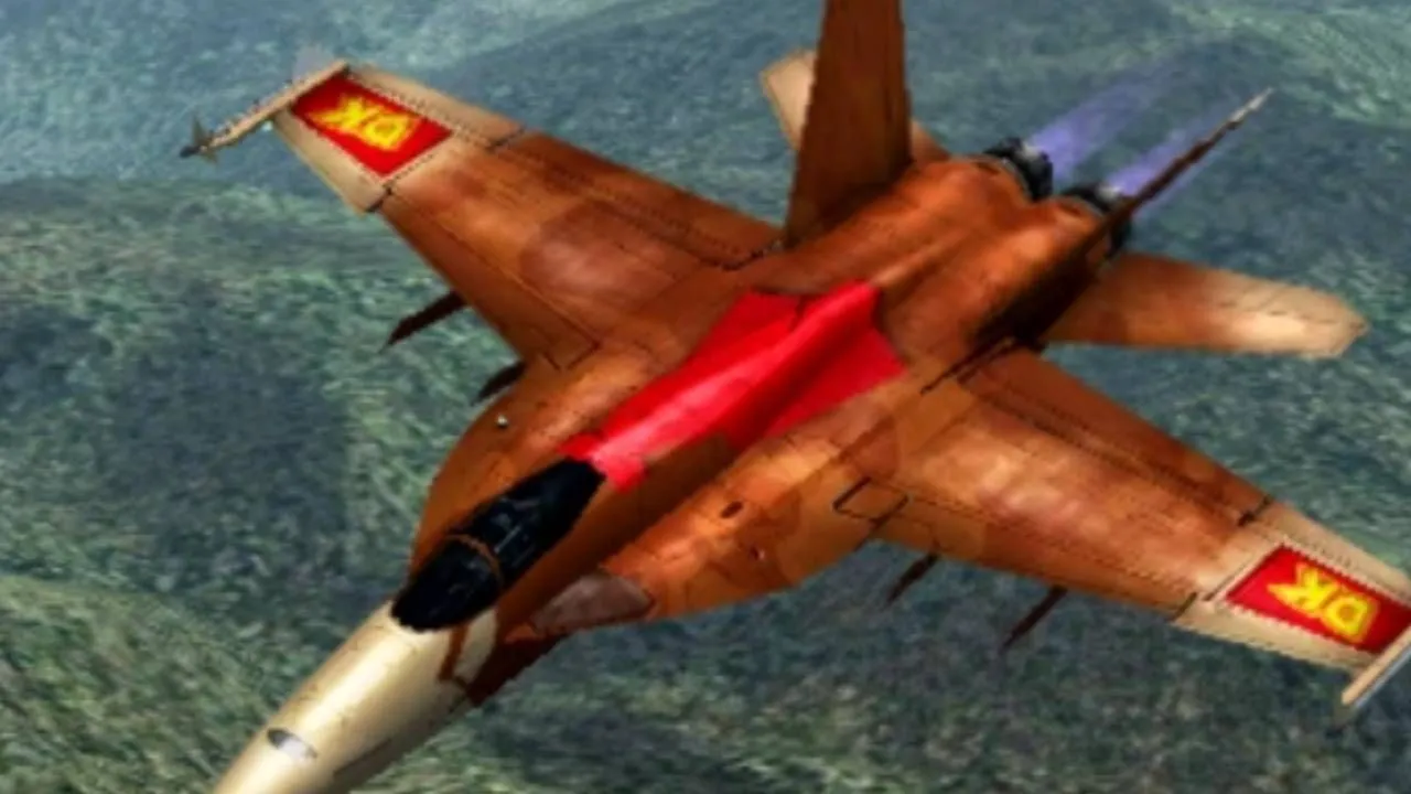 Chiếc máy bay chiến đấu F/A-18E được trang trí theo chủ đề Donkey Kong trong tựa game Ace Combat: Assault Horizon Legacy+