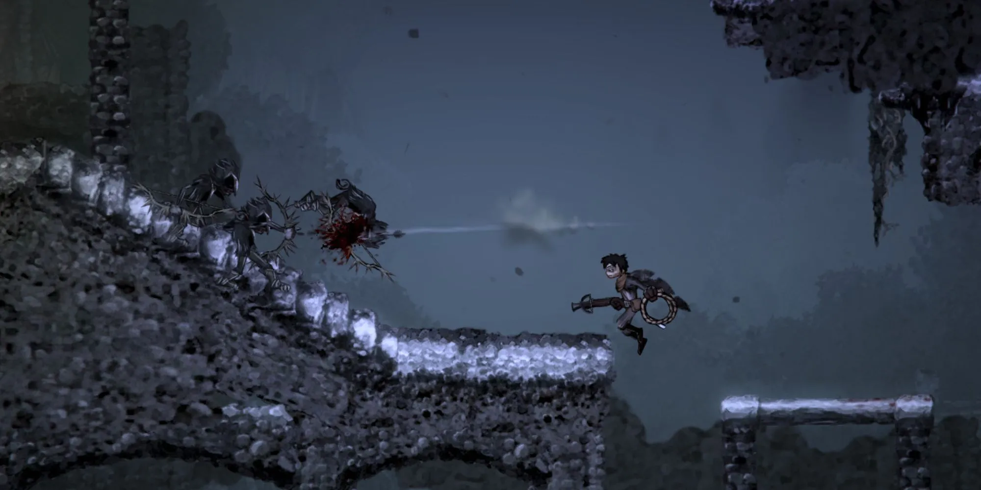 Chiến đấu với quái vật trong Salt and Sanctuary, game Soulslike 2D tiên phong