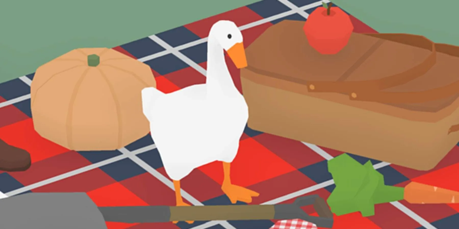 Chú ngỗng tinh quái của Untitled Goose Game mang theo giỏ dã ngoại