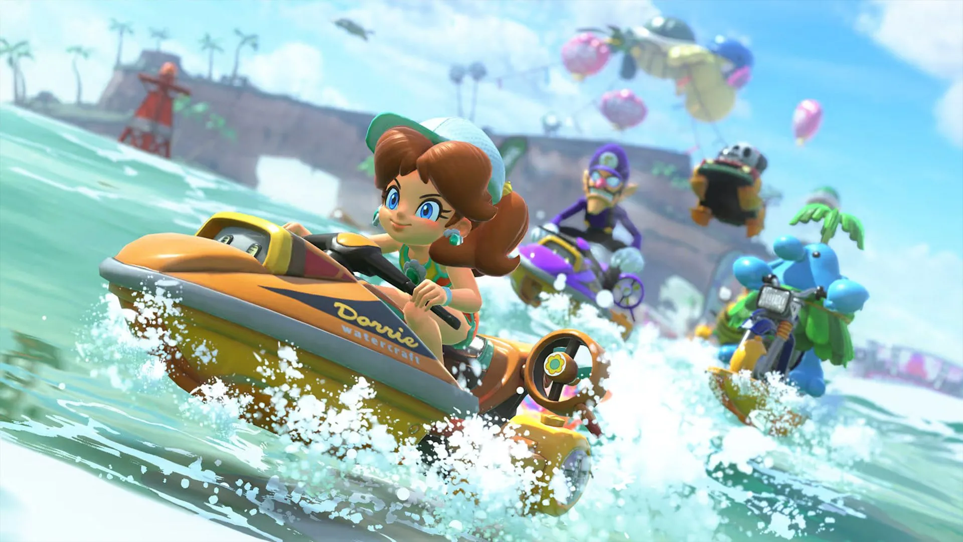 Daisy Lướt Thuyền Máy trong Mario Kart World