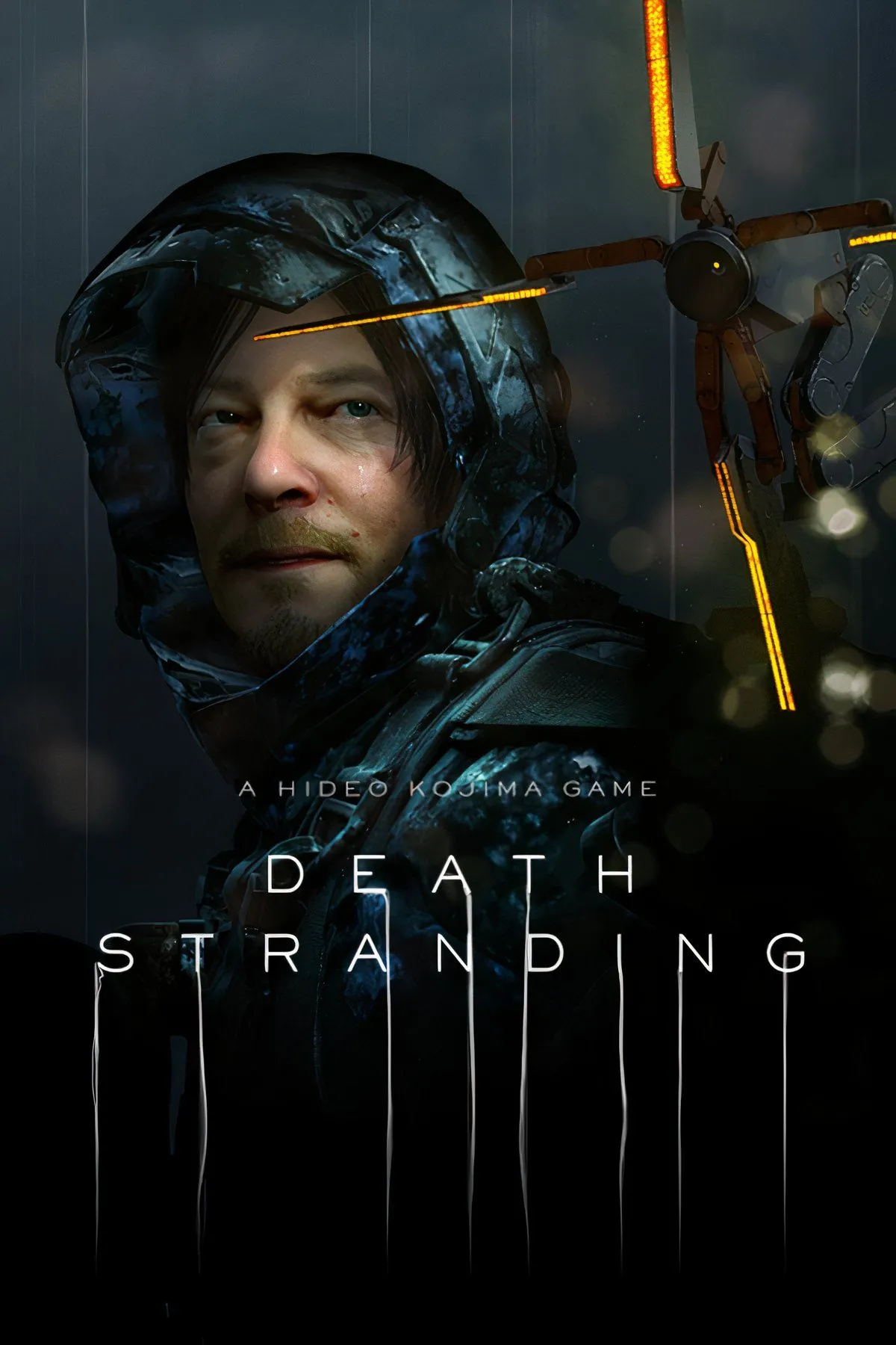 Death Stranding game art featuring Sam Porter Bridges standing in a vast, desolate landscape.