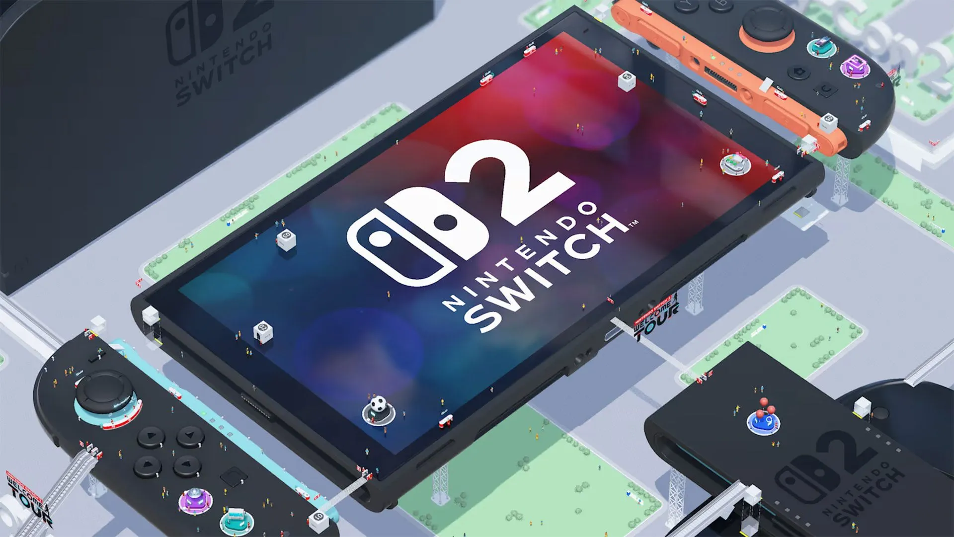Game thủ trải nghiệm mini-game Speed Golf trong Nintendo Switch 2 Welcome Tour, sử dụng tính năng chuột của Joy-Con.