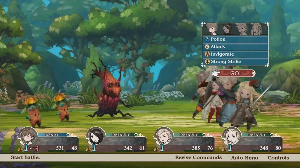 Giao diện chiến đấu Bravely Default Flying Fairy HD Remaster với hệ thống Brave Default độc đáo