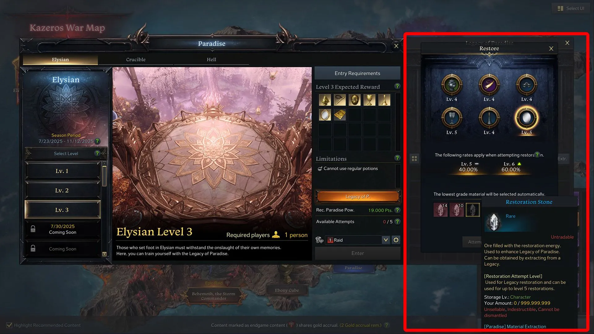 Hệ thống trang bị Legacy of Paradise với các món đồ mới và tùy chọn Restore trong Lost Ark