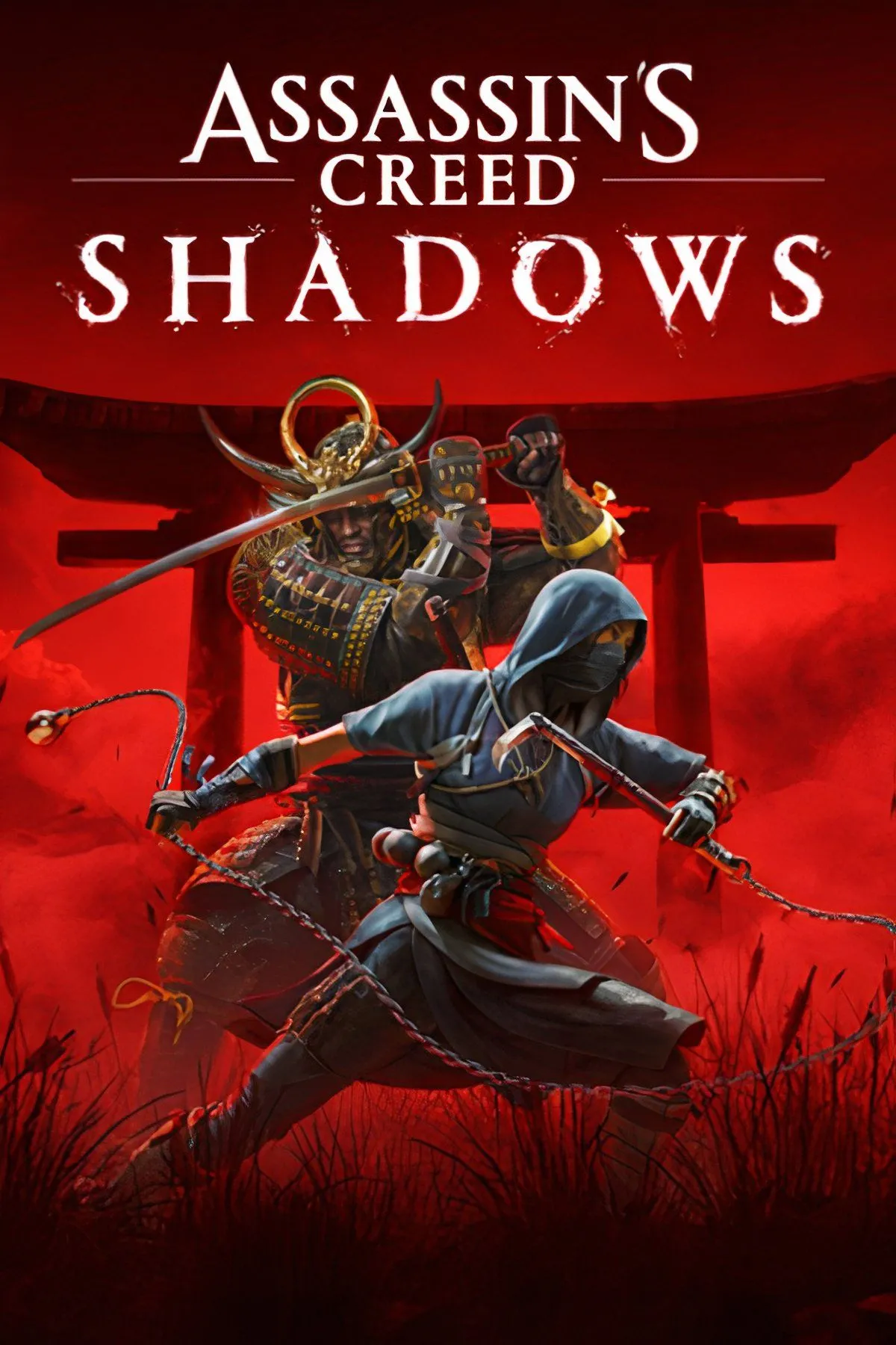Hình ảnh artwork chính thức của Assassin's Creed Shadows, với hai nhân vật chính Yasuke và Naoe.