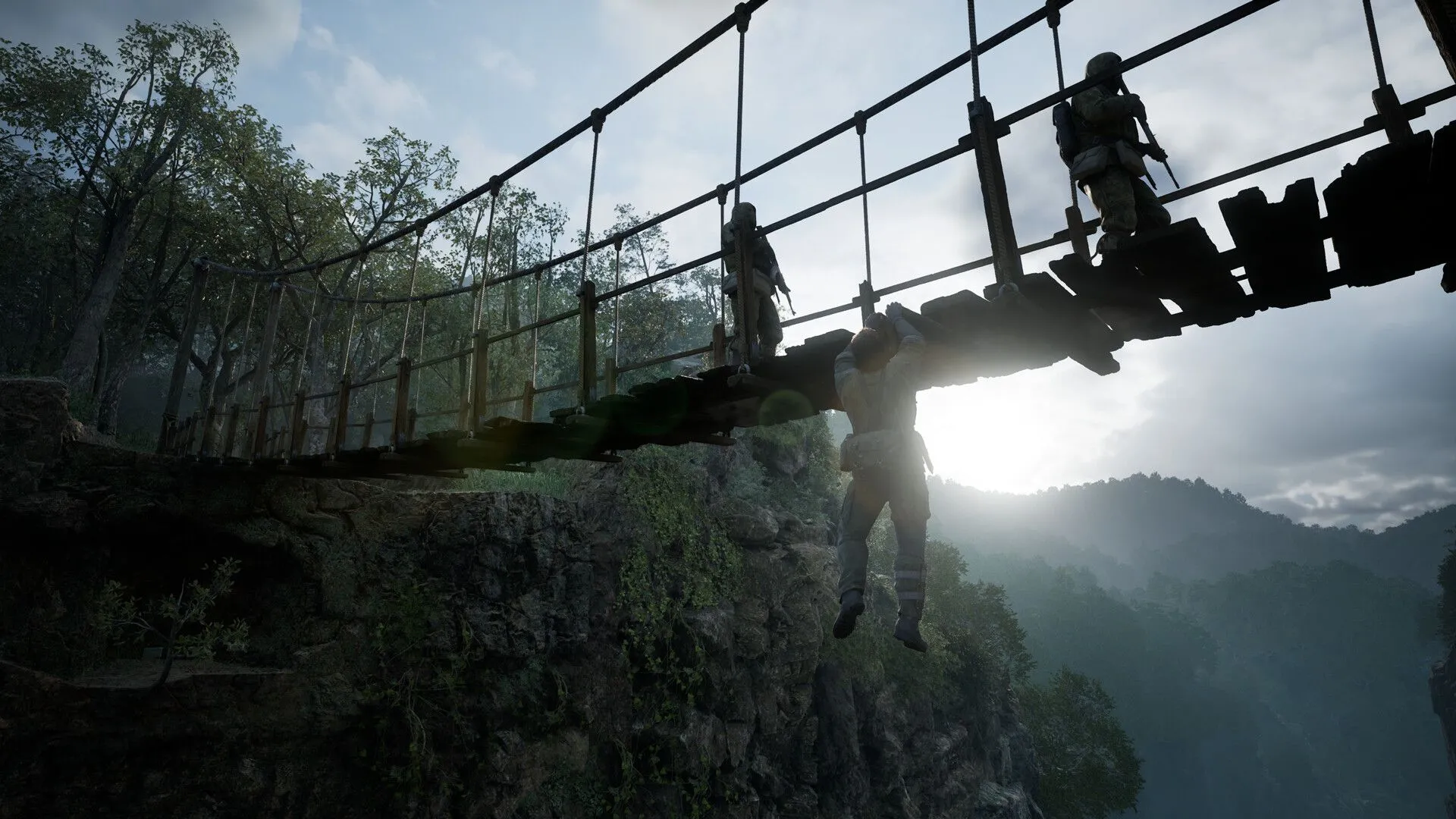 Hình ảnh gameplay từ Metal Gear Solid Delta: Snake Eater, minh họa đồ họa được nâng cấp nhờ Unreal Engine 5, thể hiện chi tiết môi trường rừng rậm.