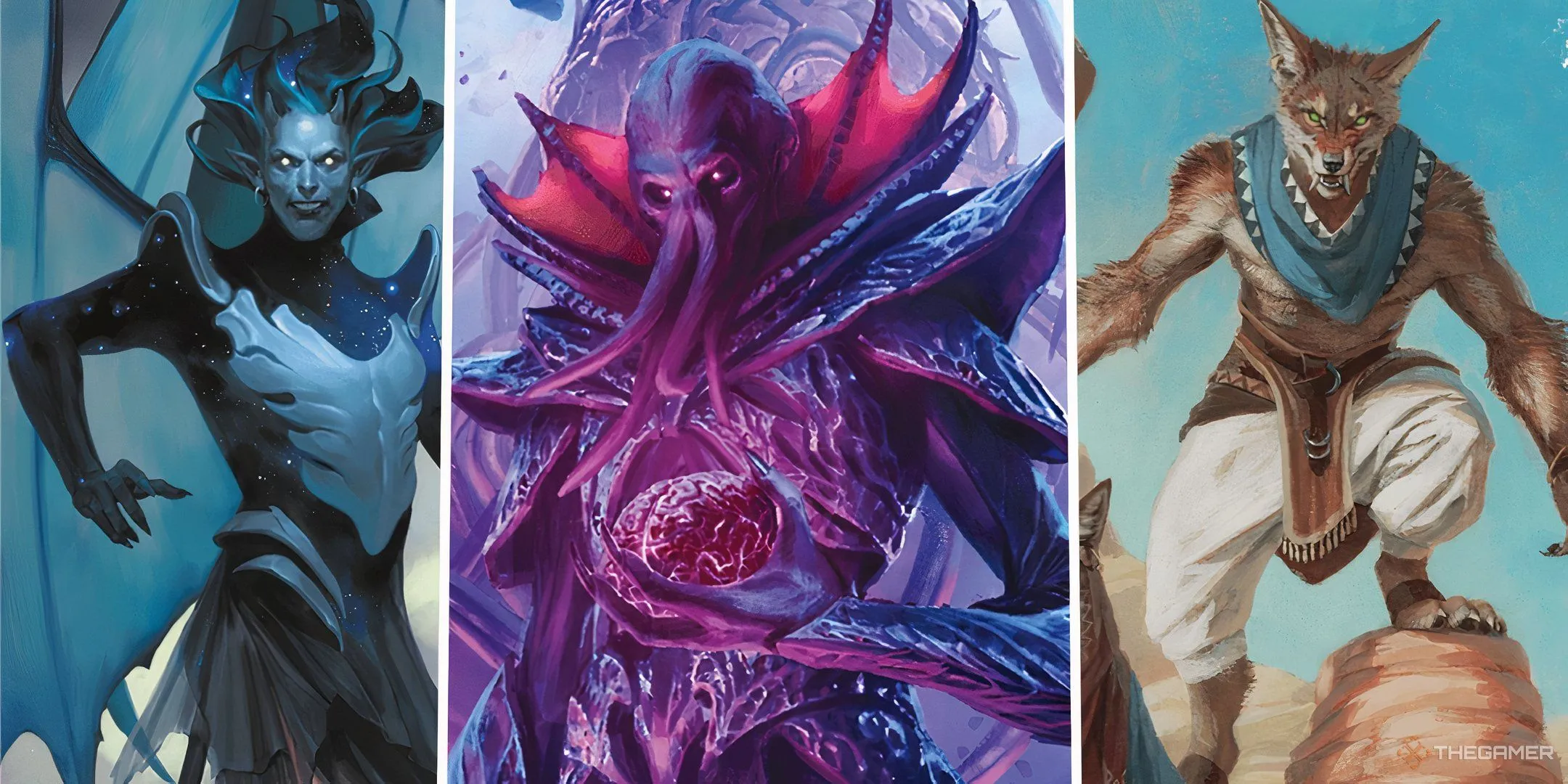 Hình ảnh tổng hợp các quái vật Incubi, Mind Flayer và Jackalwere trong Dungeons &amp; Dragons.