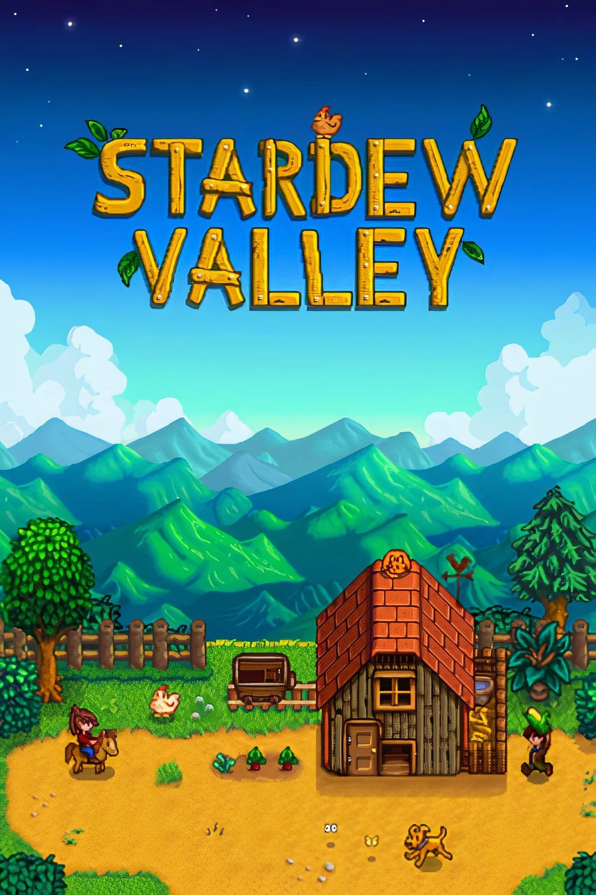 Hình ảnh tổng hợp từ Stardew Valley thể hiện các hoạt động như trồng trọt, khai thác và gặp gỡ nhân vật, minh họa sự đa dạng của game