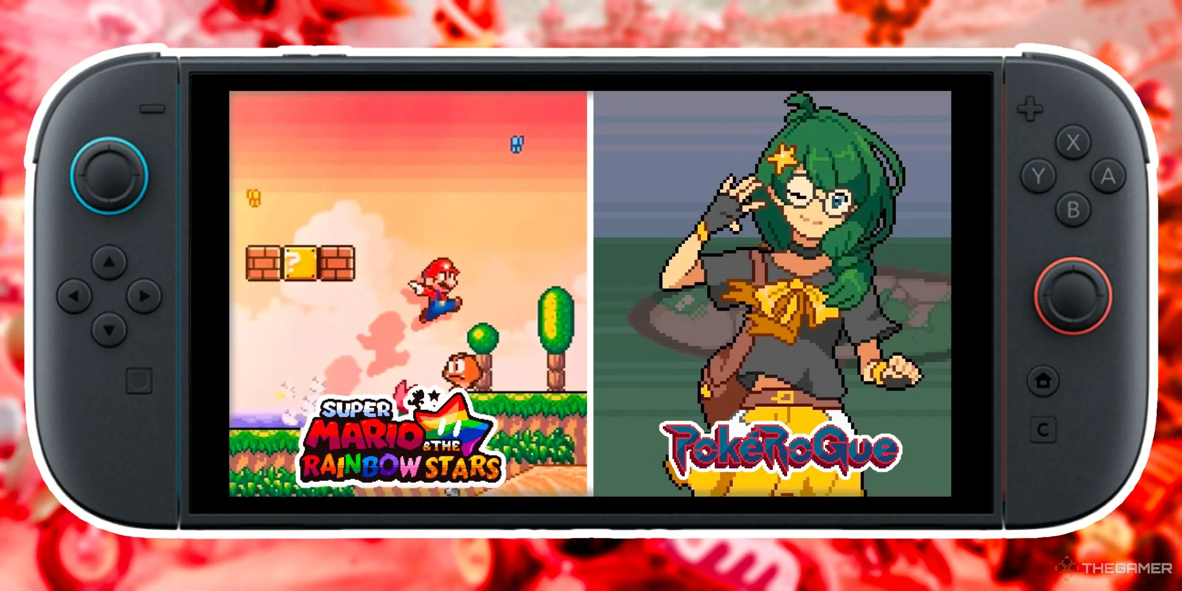 Hình ảnh từ fan game Super Mario &amp; The Rainbow Stars và PokeRogue, minh họa cho các tựa game do fan làm.