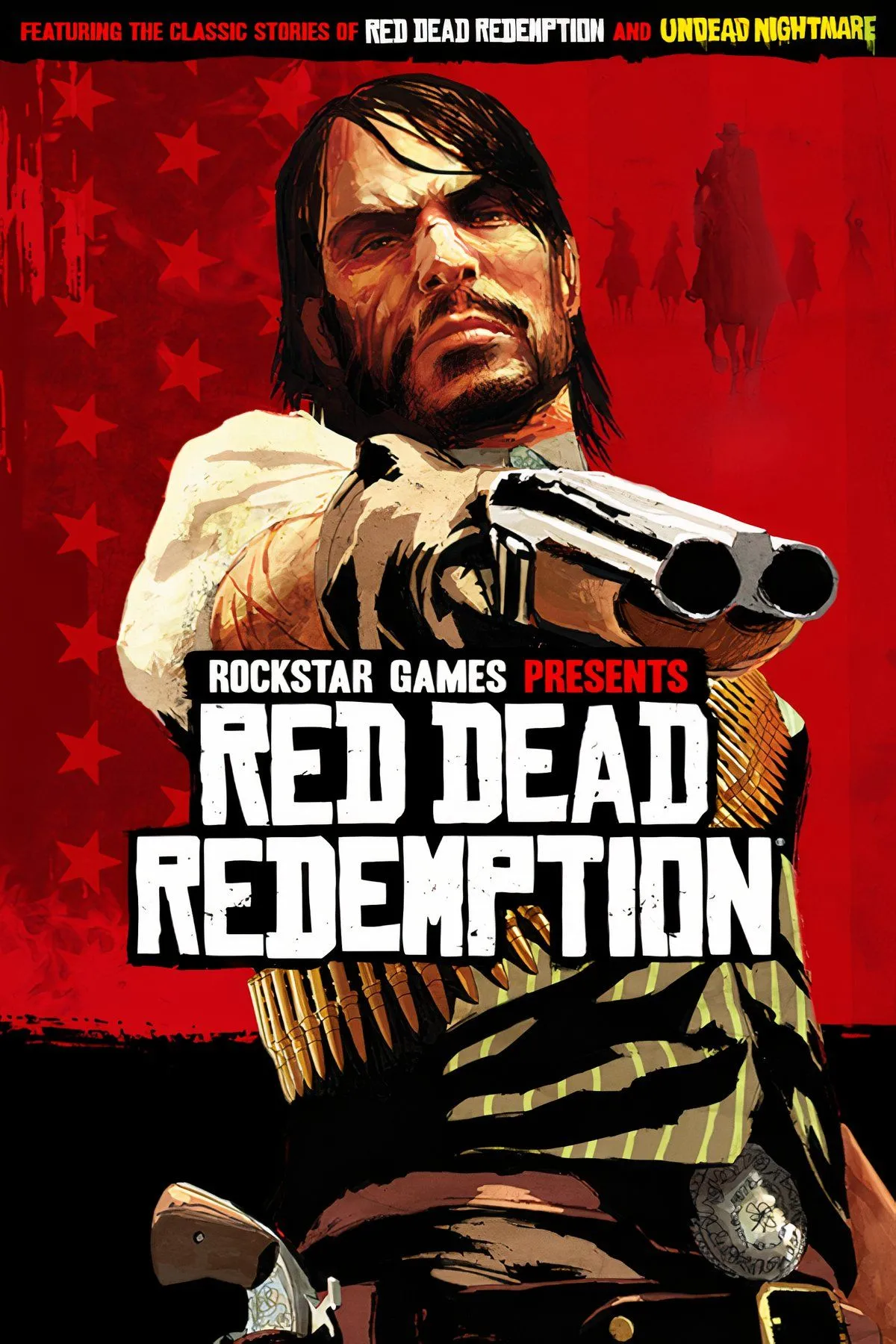 John Marston cưỡi ngựa trong khung cảnh miền Tây hoang dã của Red Dead Redemption.