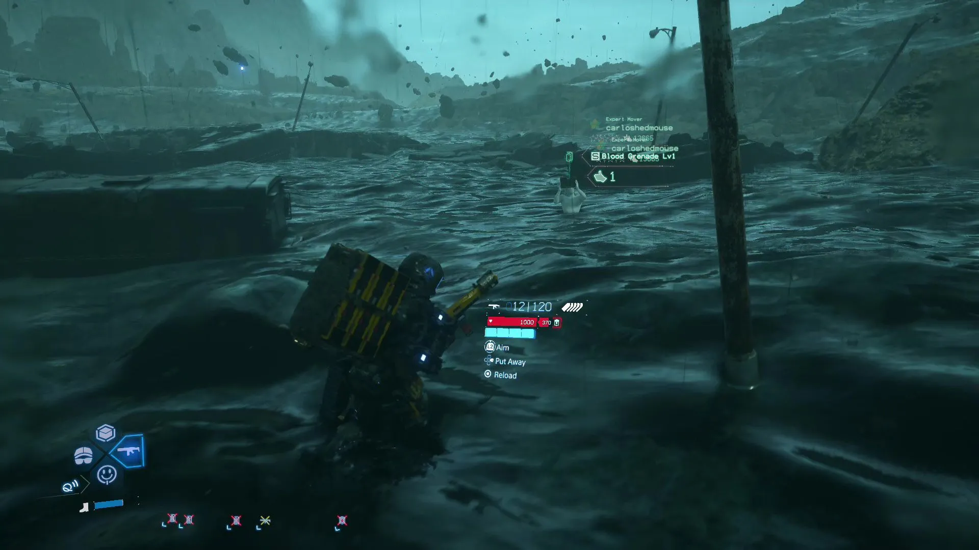 Khu vực chế tạo Lựu đạn Máu trong trạm vận chuyển của Death Stranding 2.