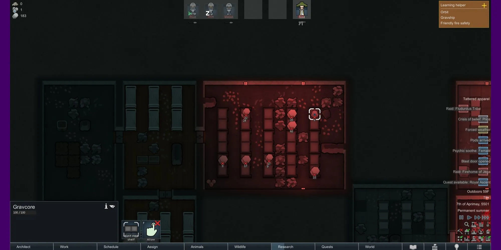 Lõi trọng lực (Gravcore) được lưu trữ an toàn trong hầm ngầm của Gravship RimWorld
