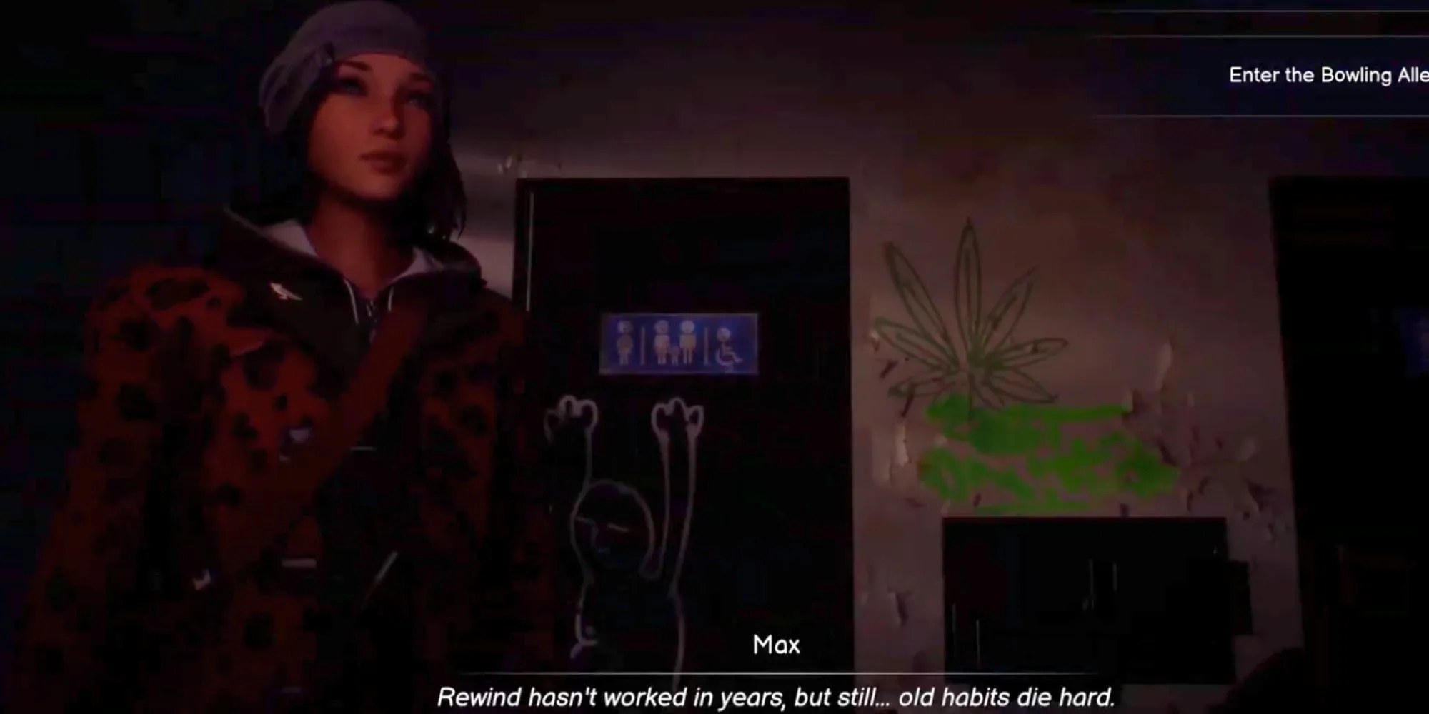 Max Caulfield kích hoạt năng lực quay ngược thời gian, tạo ra hiệu ứng dòng chảy thời gian xung quanh.