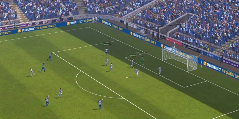 Mitchell Weiser đang thi đấu trong trận đấu mô phỏng của Football Manager 2024.