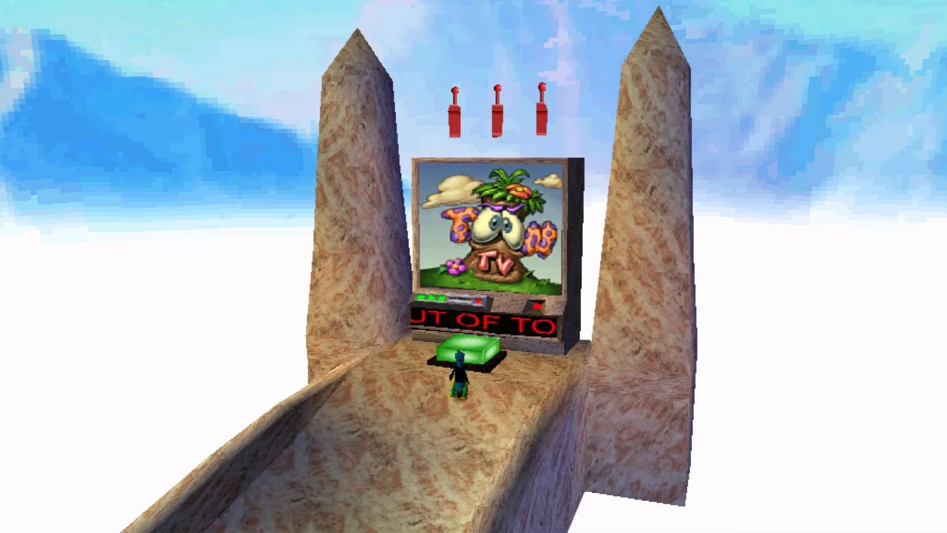 Một khung cảnh gameplay từ Gex Trilogy, cho thấy môi trường 3D đa dạng trong game.