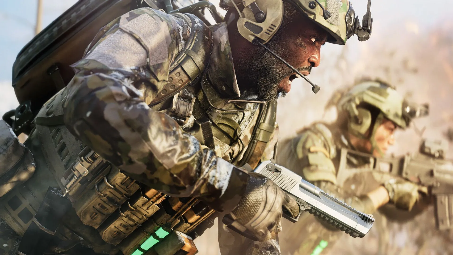 Một Specialist của Battlefield 2042 sẵn sàng chiến đấu, tưởng tượng trong chế độ zombie mới