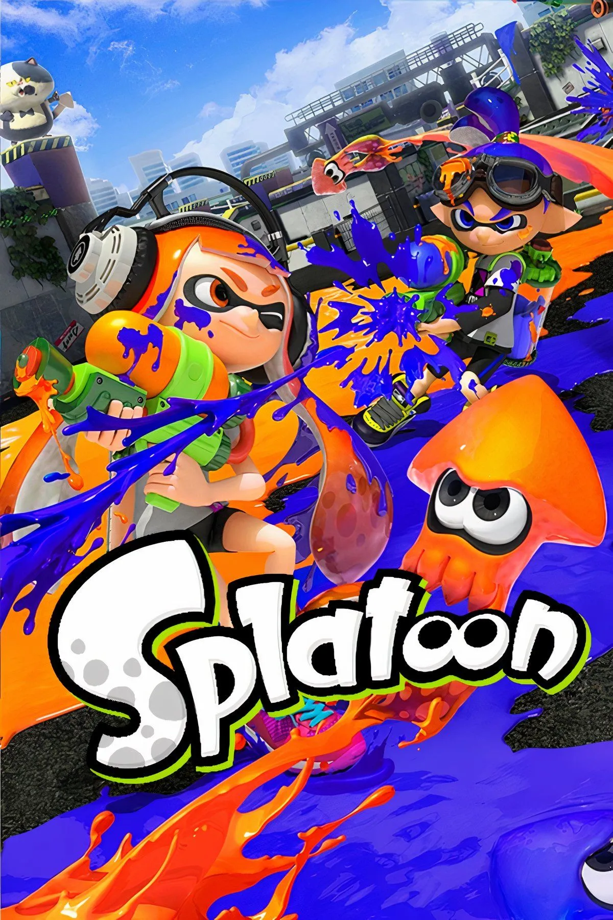 Nhân vật Inkling trong game Splatoon đang sử dụng súng bắn mực trong một trận đấu nhiều người chơi