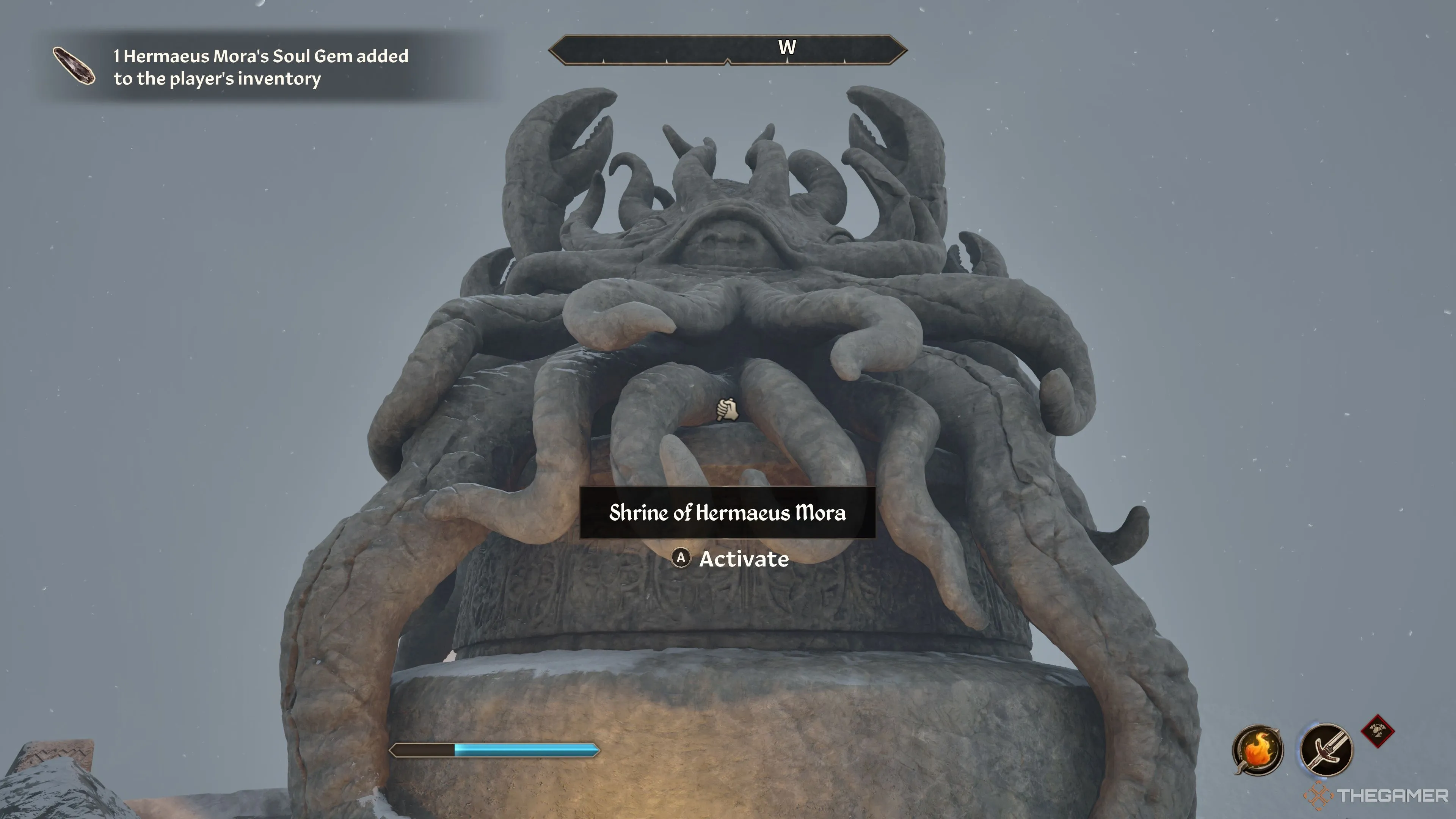 Nhận vật phẩm từ Hermaeus Mora, Hoàng tử Daedra của tri thức bị giấu kín trong Oblivion Remastered.