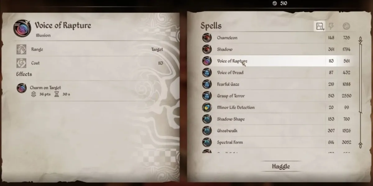 Nhân vật sử dụng phép Voice of Rapture để thuyết phục NPC trong game Oblivion Remastered