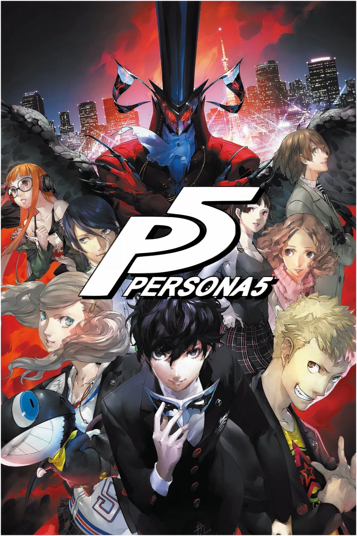 Nhóm Phantom Thieves với Joker và các thành viên khác trong phong cách nghệ thuật độc đáo của Persona 5.