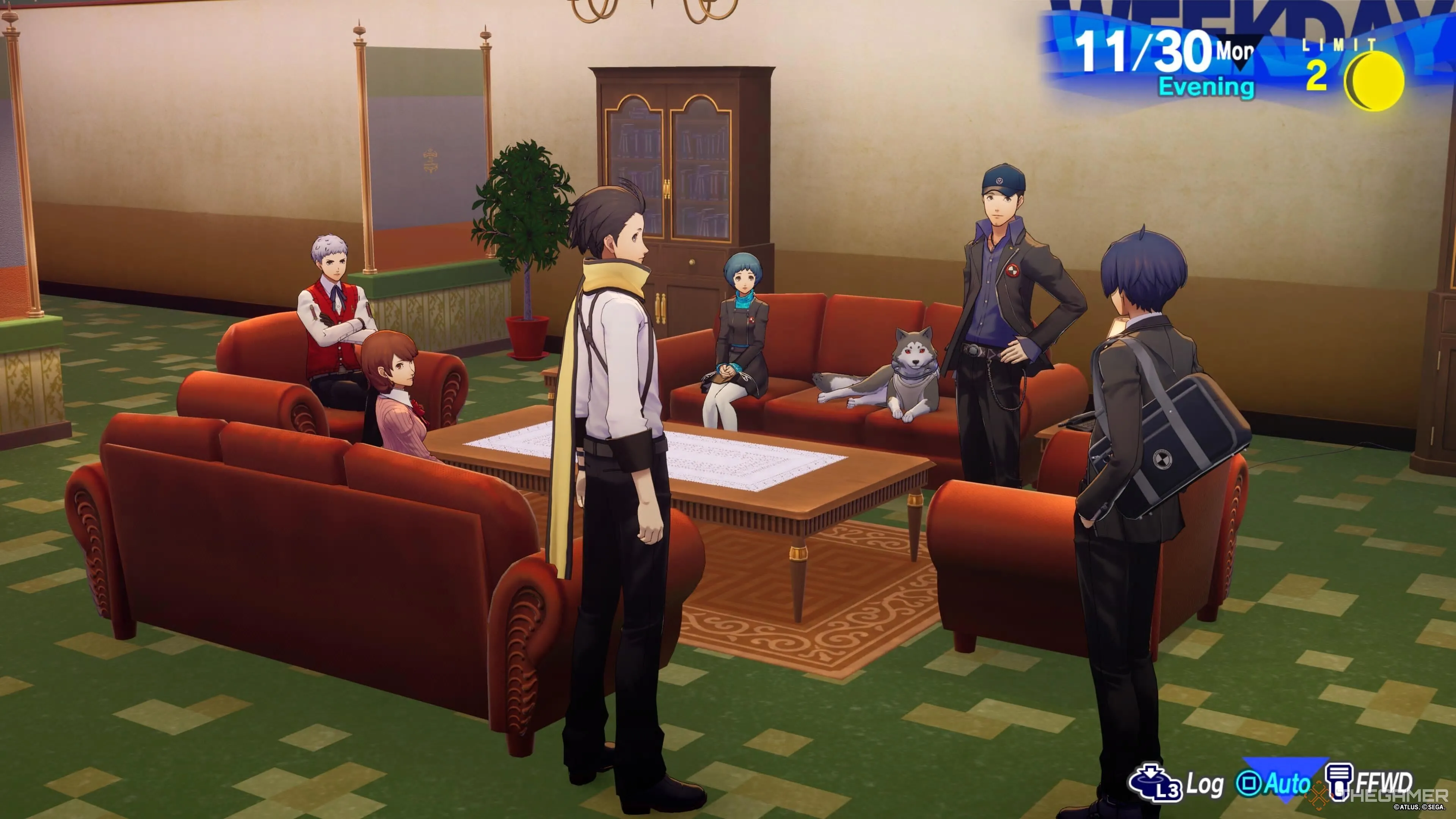 Nhóm SEES và Ryoji Mochizuki, một trong những hình dạng của Death, trong bối cảnh Persona 3 Reload.