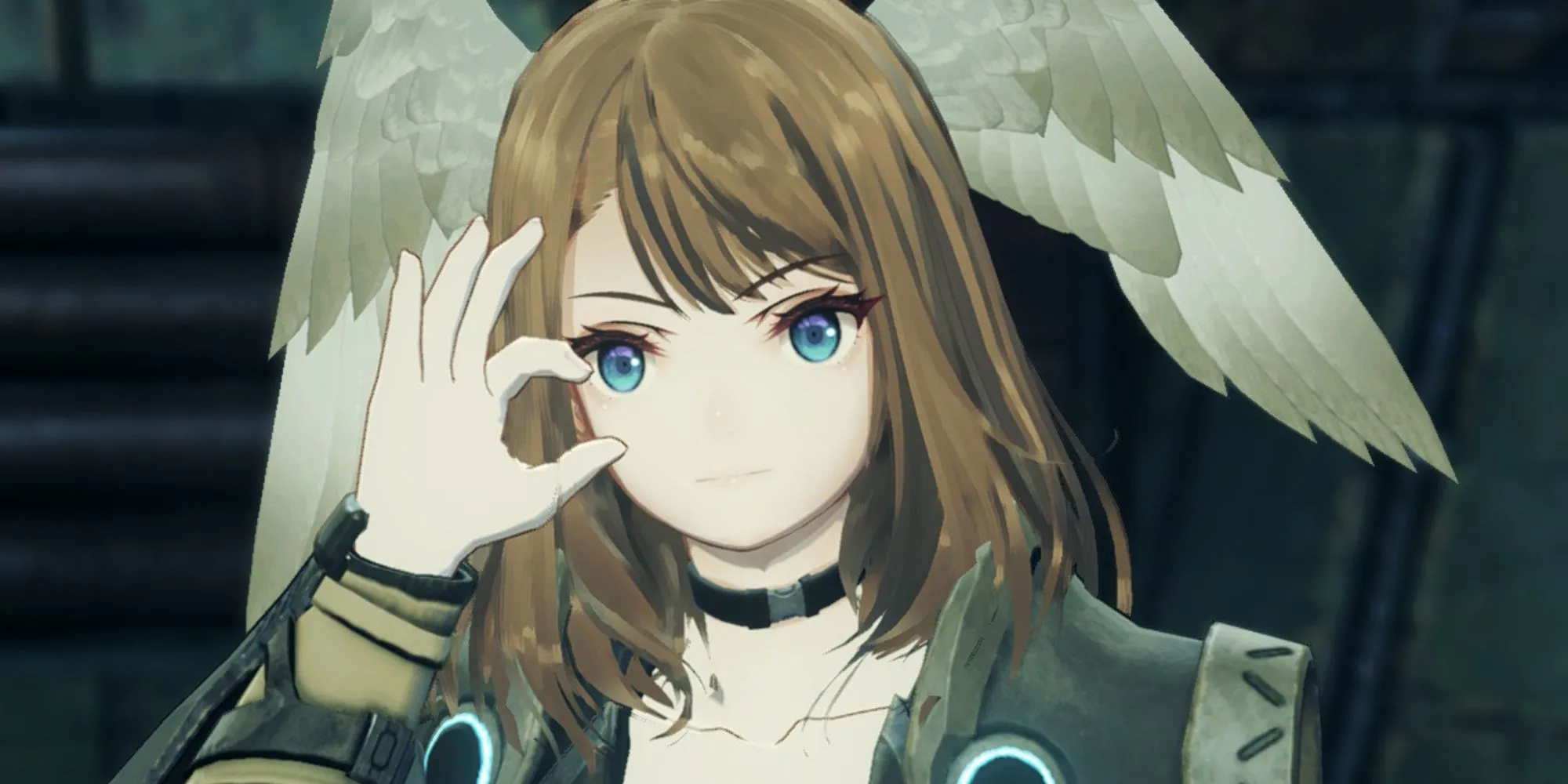 Nữ nhân vật Eunie trong Xenoblade Chronicles 3 cùng hình ảnh collage của game