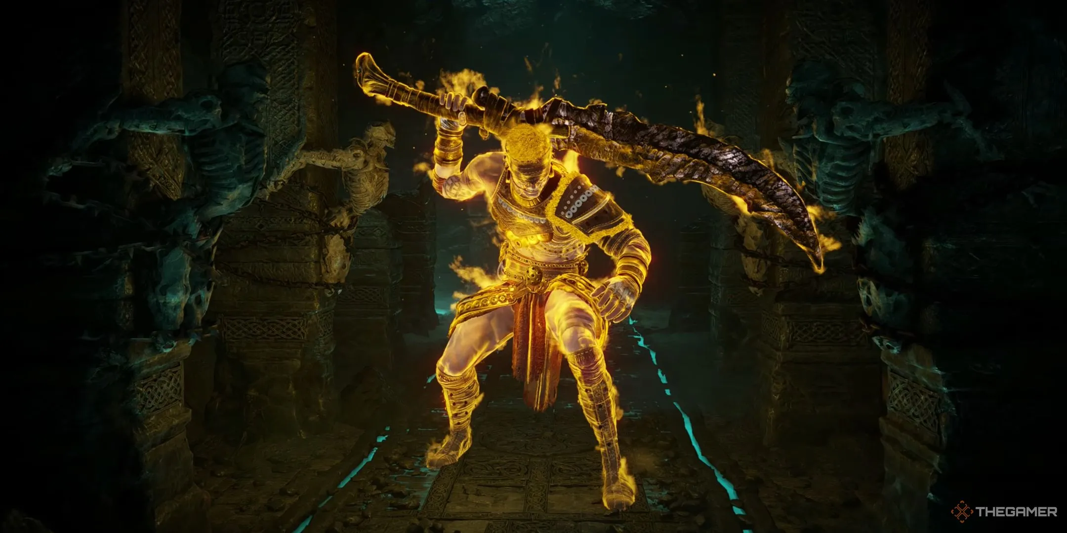 Old Hero với thanh kiếm giấu sau lưng trong Demon's Souls