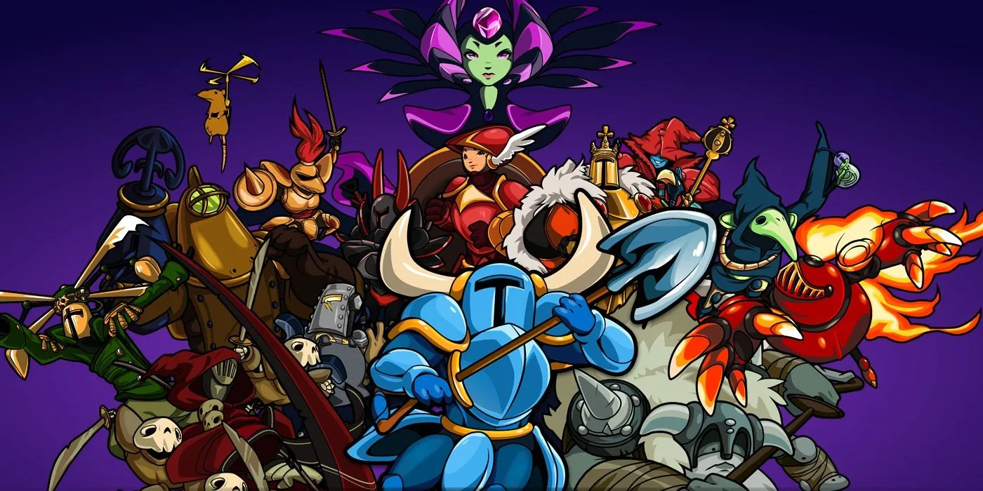 Shovel Knight cùng các hiệp sĩ khác trong artwork đầy màu sắc