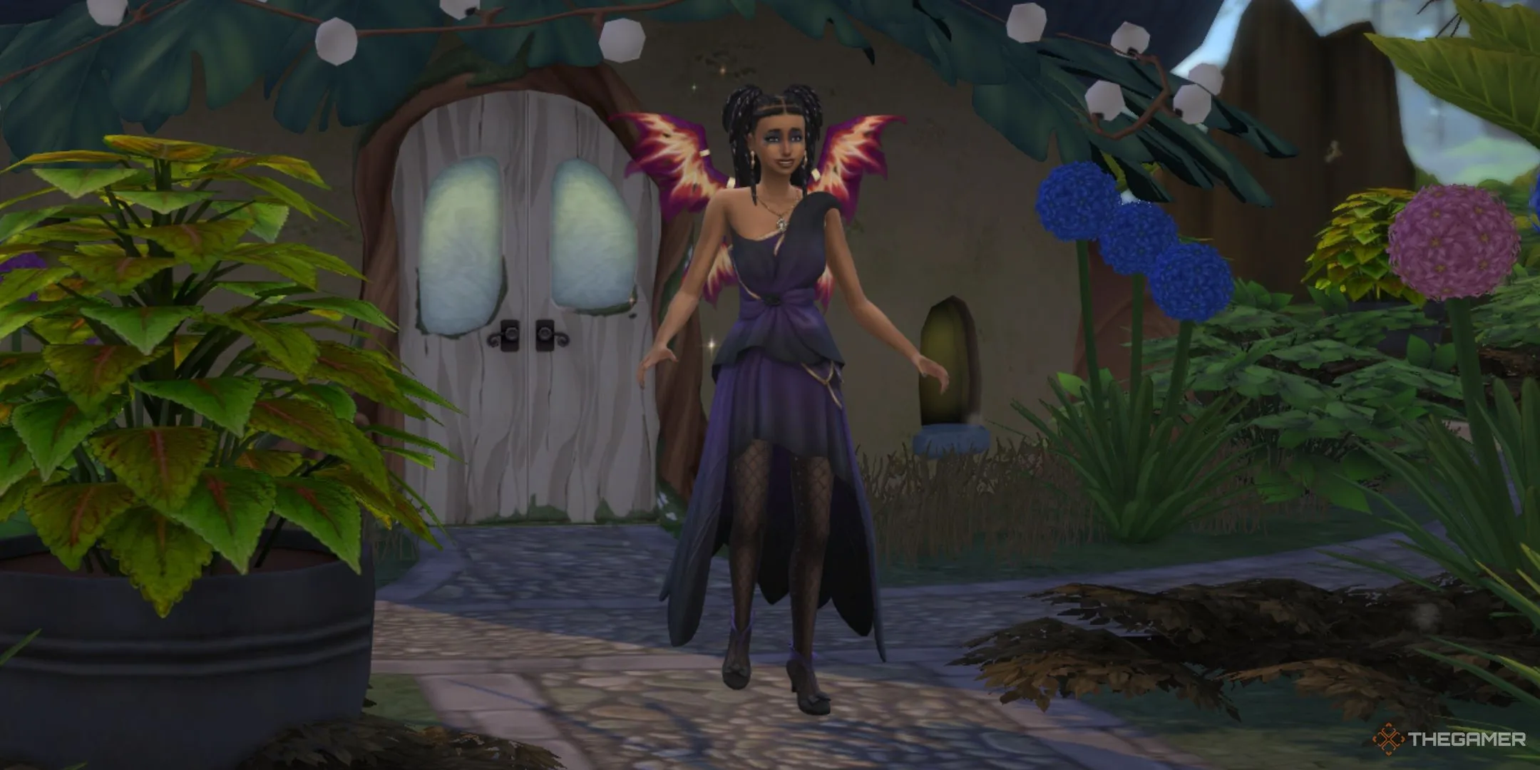 Sim bay lượn bên ngoài trung tâm Tiên ở Everdew, The Sims 4: Enchanted By Nature.
