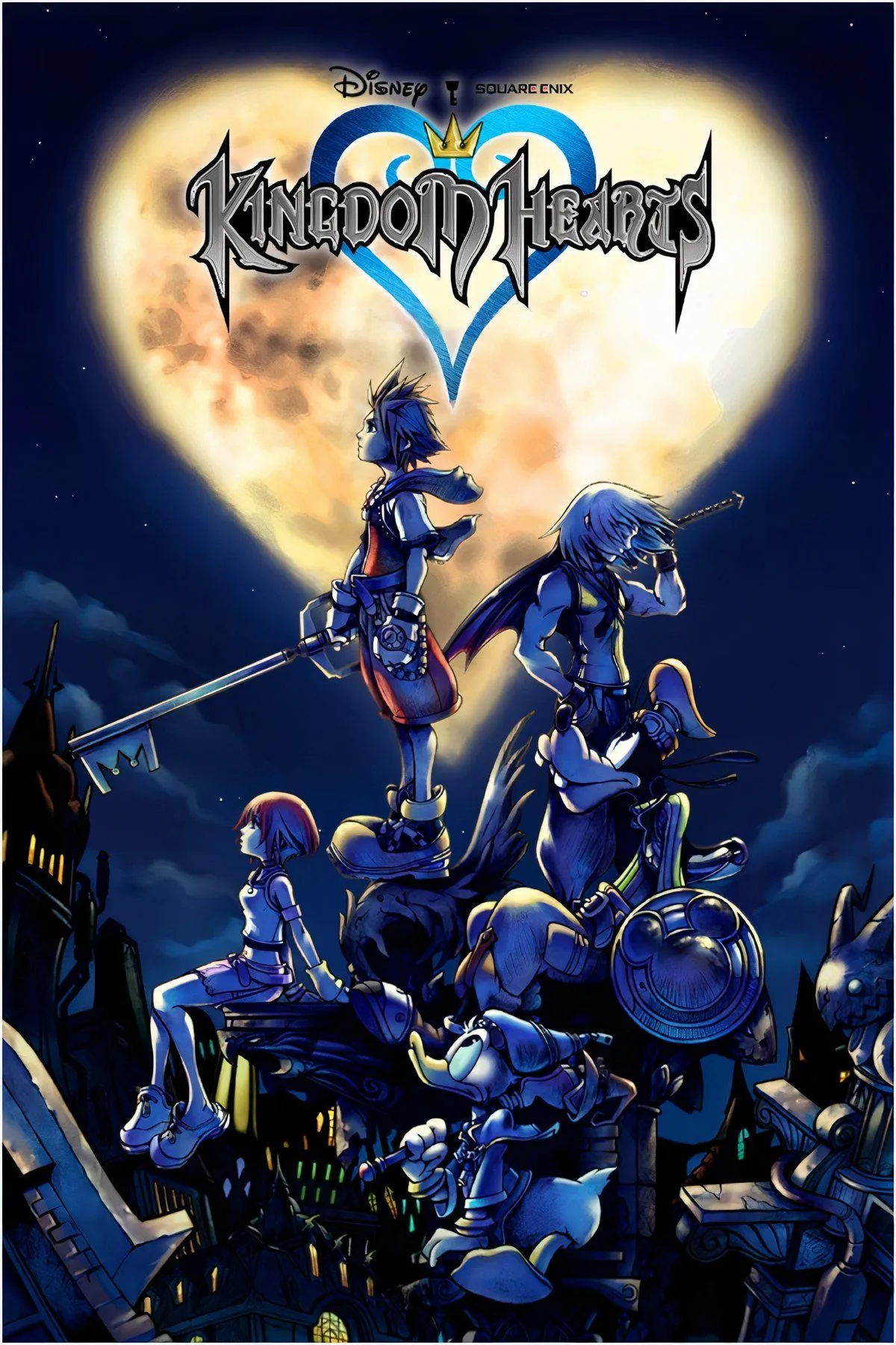 Sora, Goofy và Donald trong game Kingdom Hearts, kết hợp nhân vật Disney và Final Fantasy.