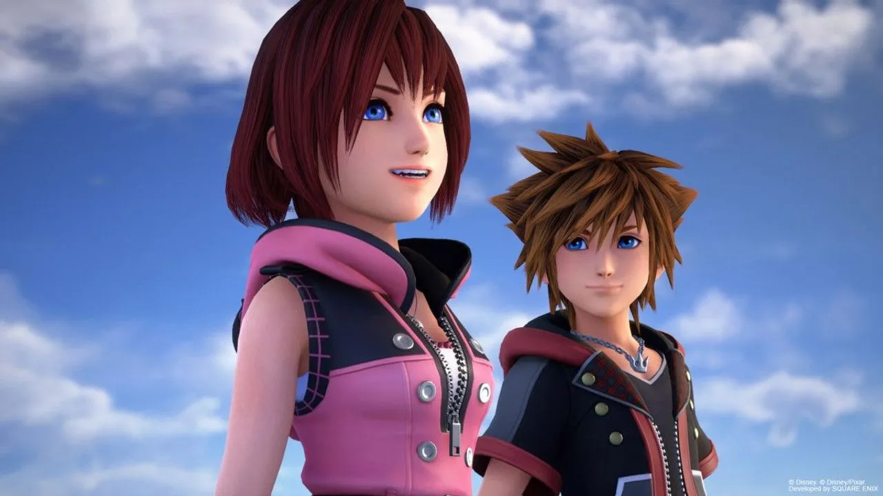 Sora sử dụng Keyblade trong trận chiến, đặc trưng của gameplay hành động trong Kingdom Hearts