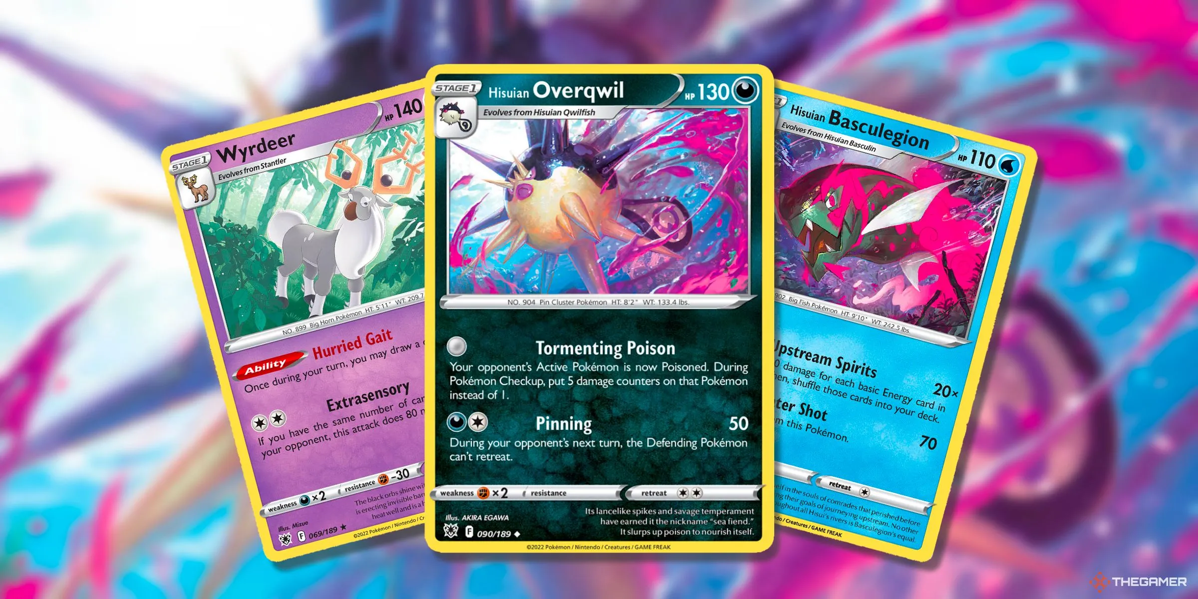 Thẻ bài của các Pokemon độc quyền vùng Hisui như Wyrdeer, Overqwil và Basculegion, thường không xuất hiện nhiều trong TCG hiện đại